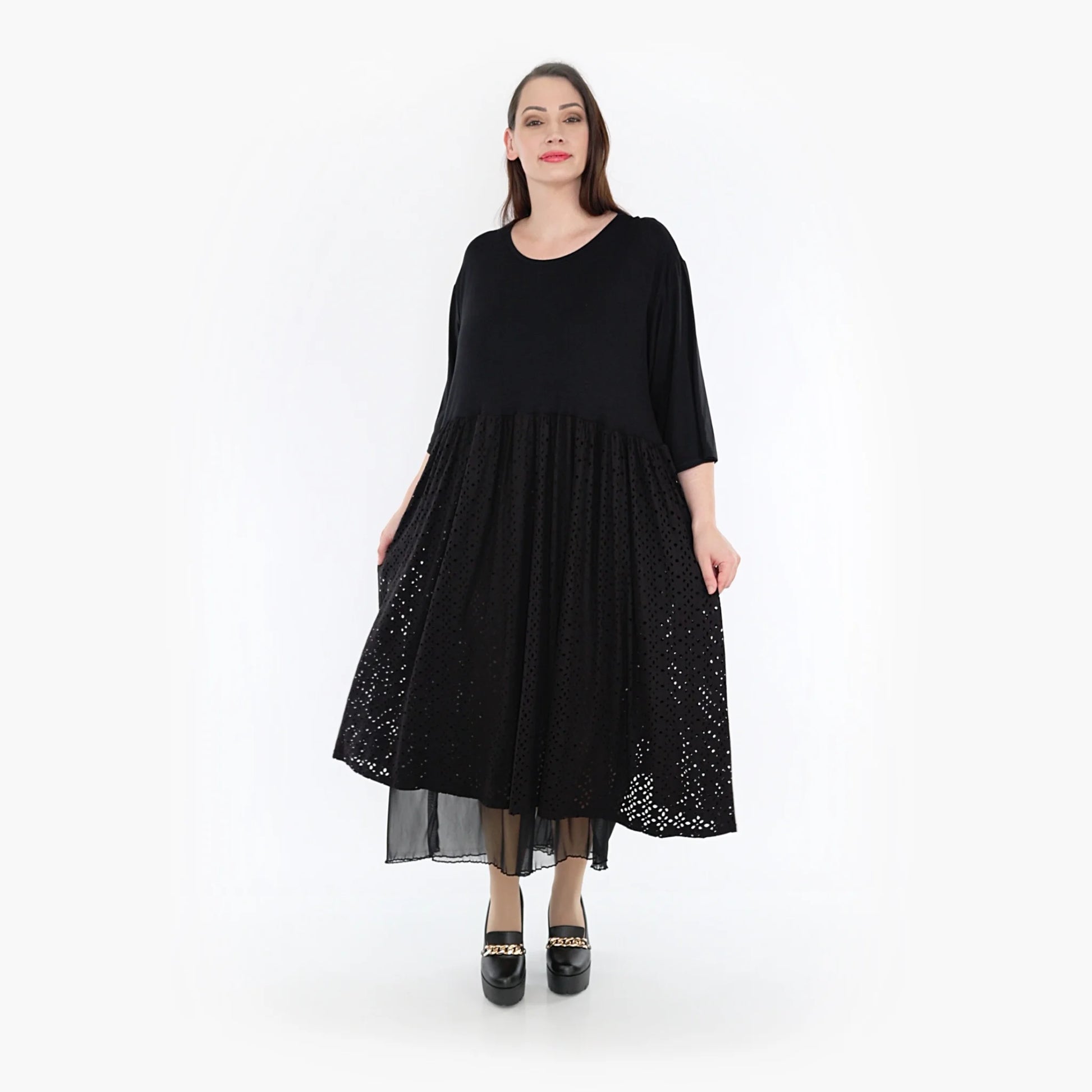  Ballonkleid von AKH Fashion aus Viskose, 1322.06948, Schwarz, Unifarben, Schick, Modern