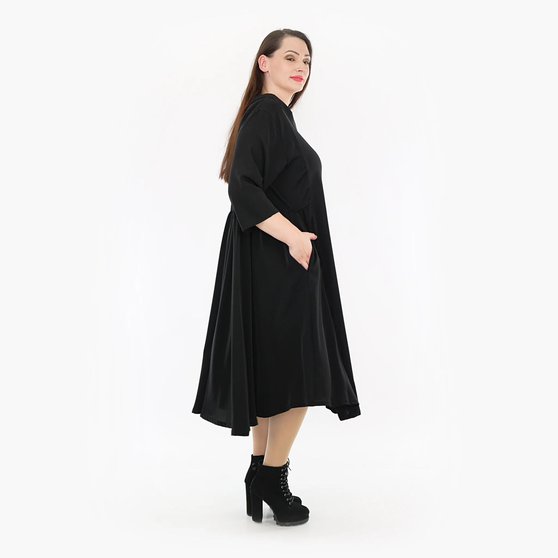  A-Form Kleid von AKH Fashion aus Viskose, 1325.06958, Schwarz, Unifarben, Schick, Modern