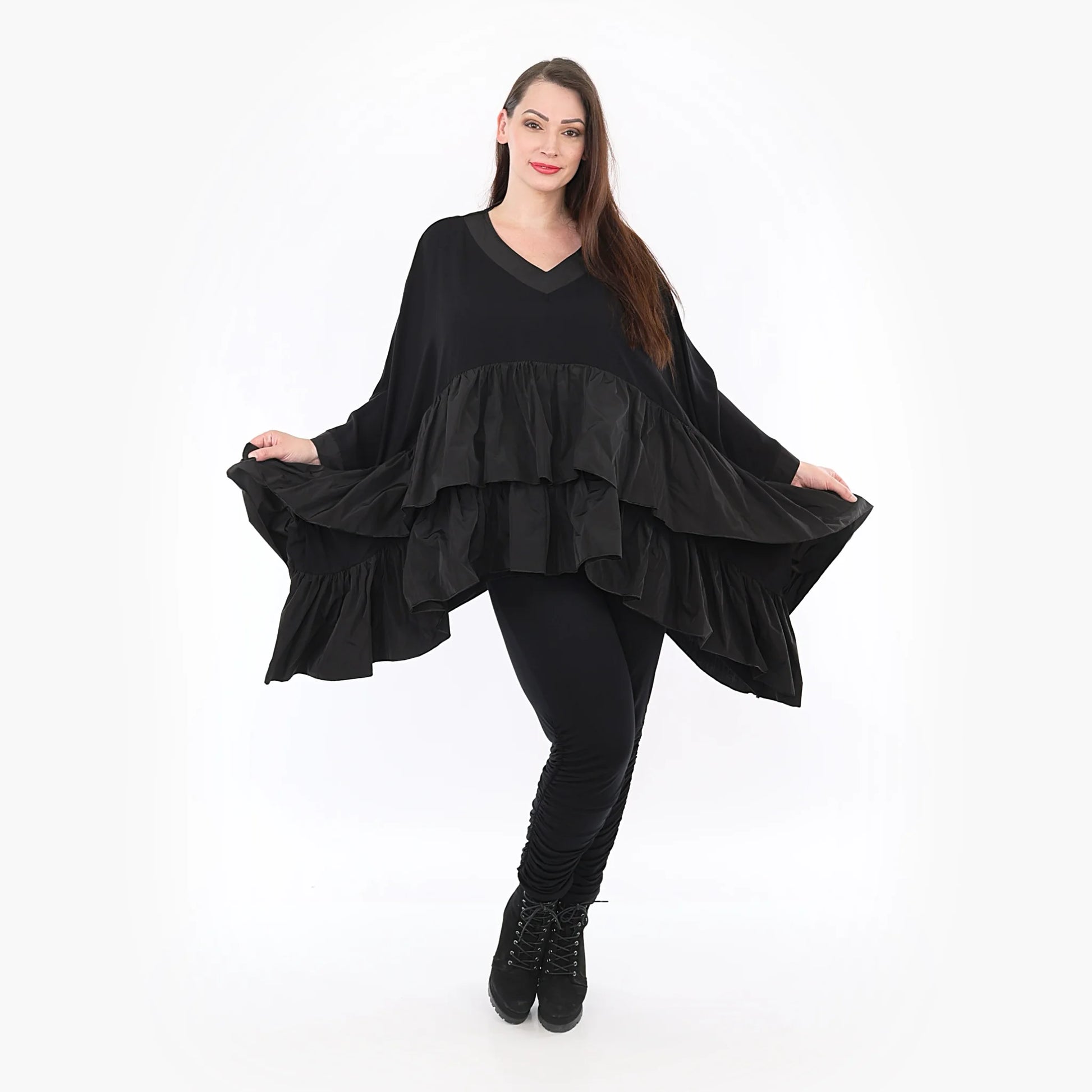  Bigshirt von AKH Fashion aus Baumwolle in kastiger Form, 1326.06960, Schwarz, Schick, Modern