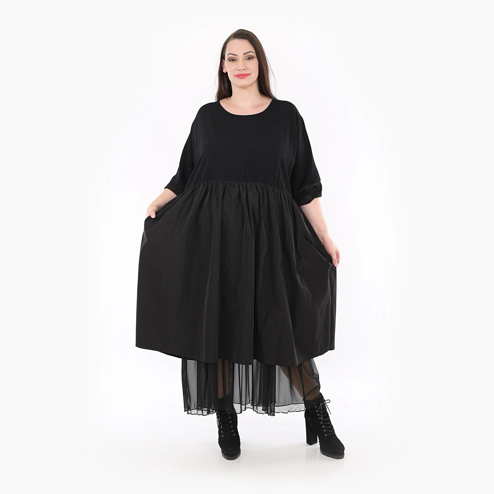  Ballonkleid von AKH Fashion aus Baumwolle, 1326.06967, Schwarz, Schick, Modern, Bequem