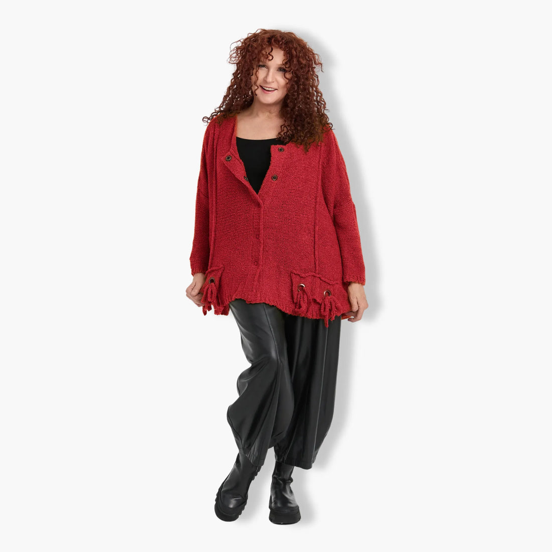  Amandine Jacke in kastiger Form, aus Viskose, 2710, Rot, Schick, Modern, Bequem