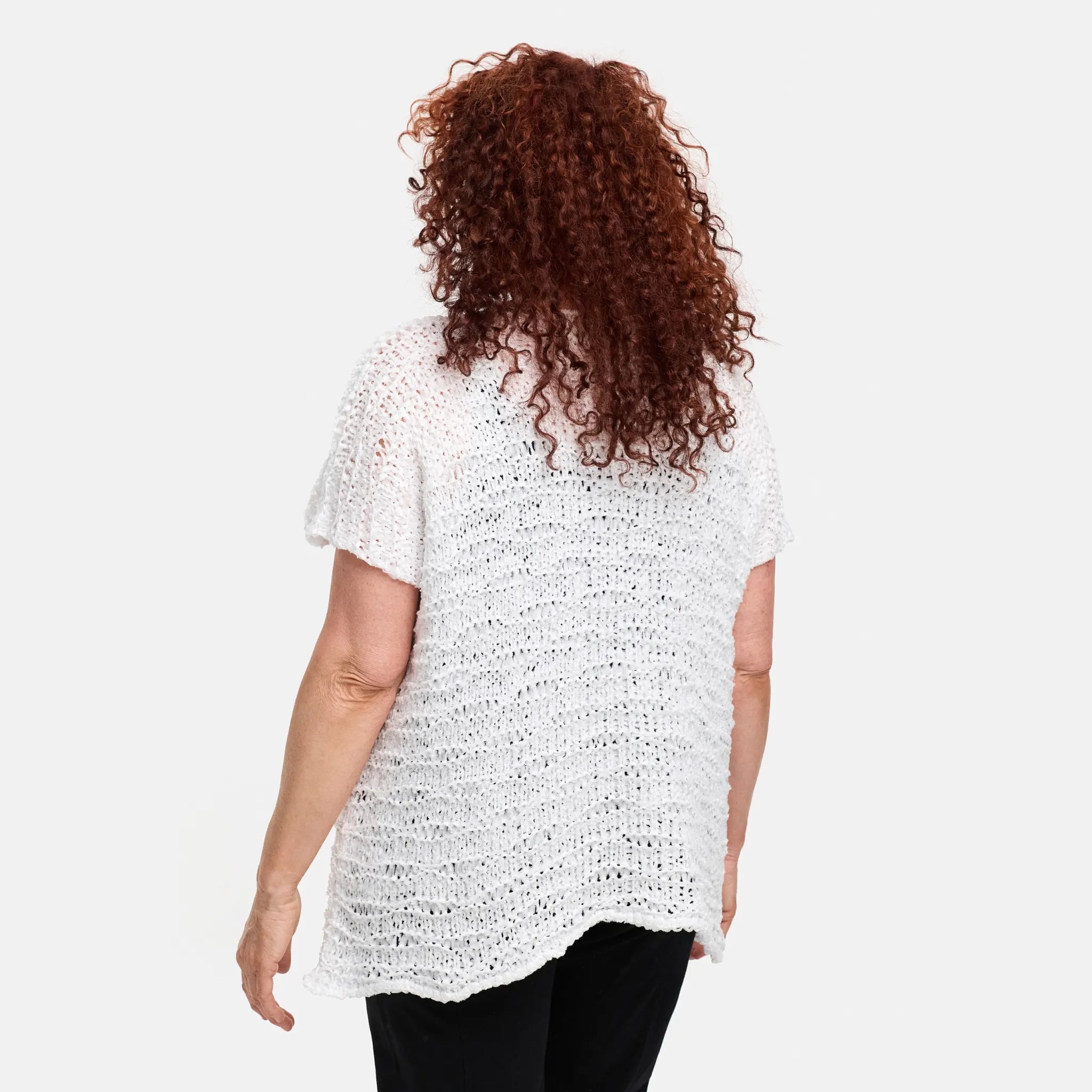  Amandine Pullover in kastiger Form, aus Baumwolle, A2810, Weiß, Schick, Modern, Bequem