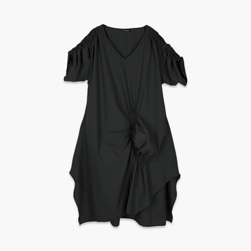  Ballonkleid von CN-G aus Baumwolle, 1550, Schwarz, Schick, Modern, Bequem