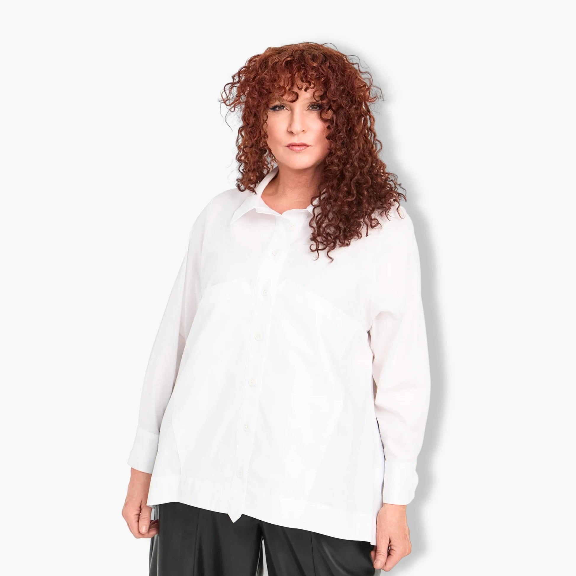  Stilvolle A-Form Bluse in Weiß aus Baumwolle für Plus Size - Eleganz für Herbst und Winter