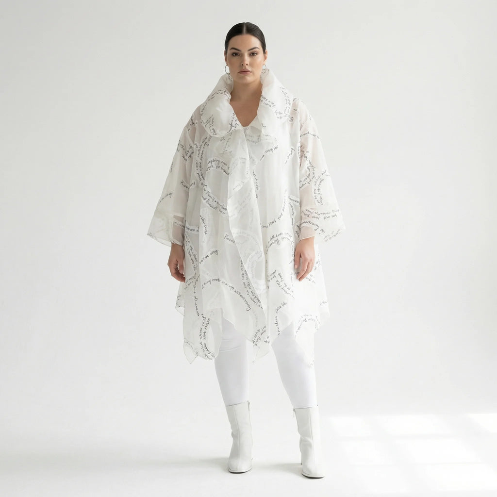 A-Form Mantel von H4 Fashion aus Polyamid, 8021, Ecru, Ausgefallen, Zeitlos, Schick