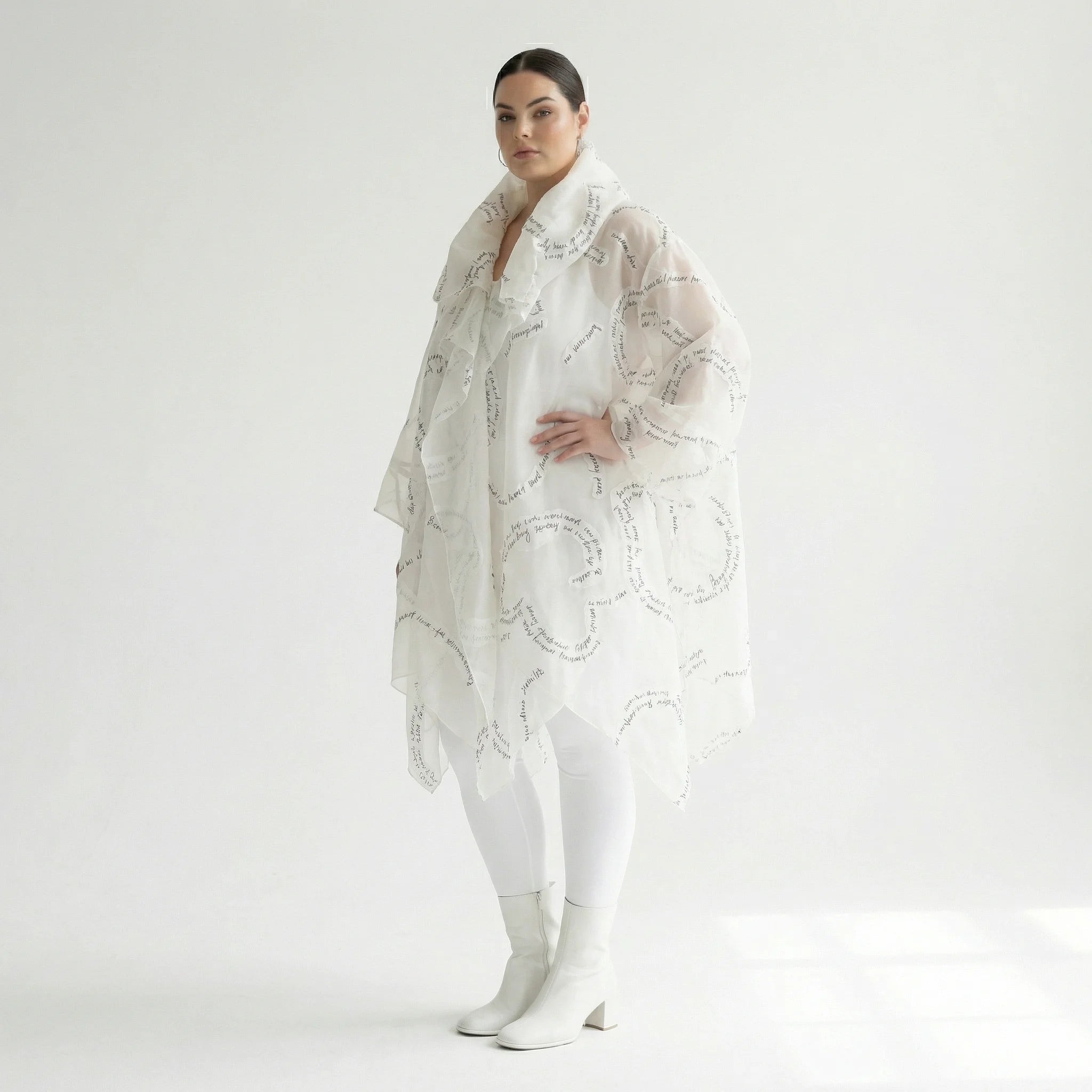 A-Form Mantel von H4 Fashion aus Polyamid, 8021, Ecru, Ausgefallen, Zeitlos, Schick