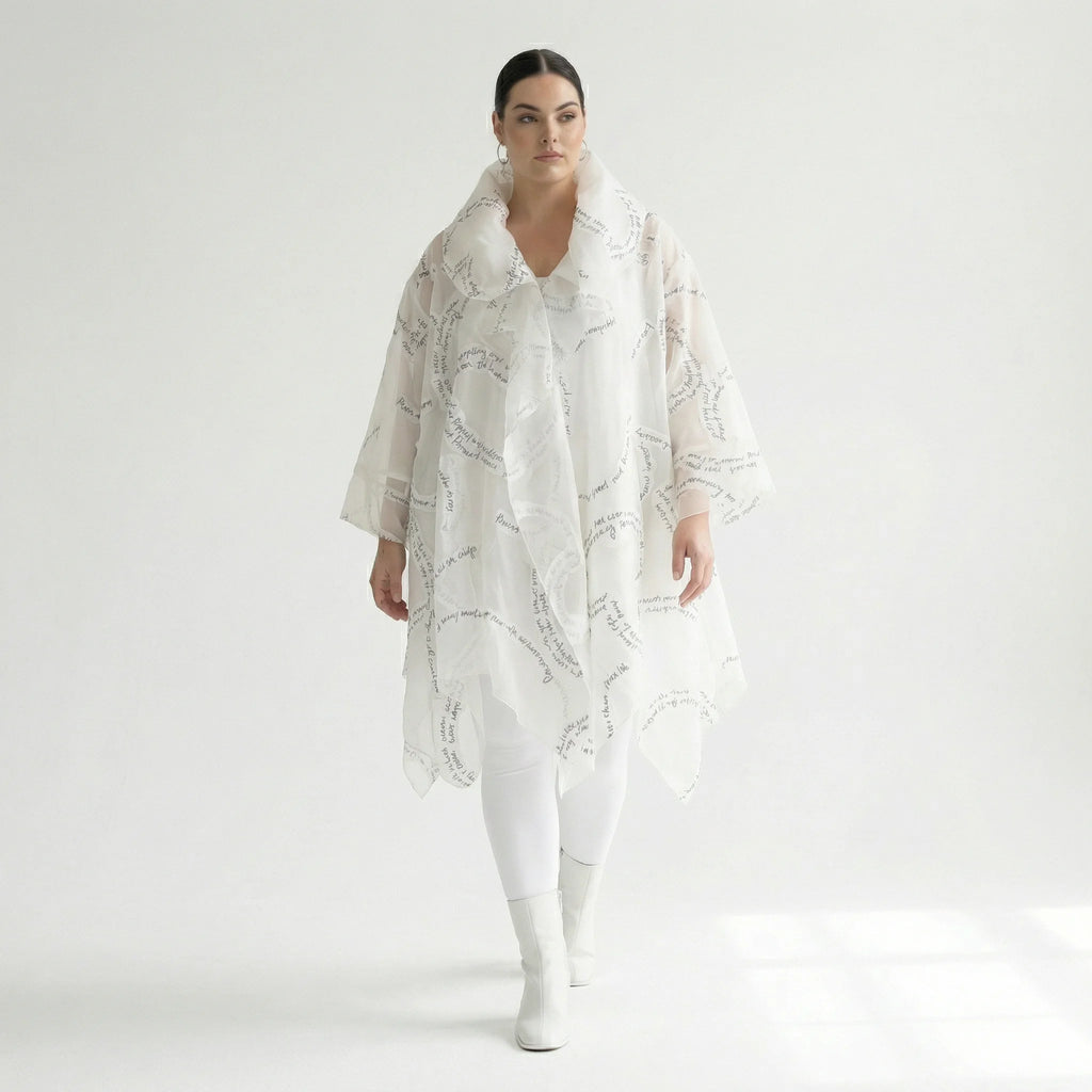 A-Form Mantel von H4 Fashion aus Polyamid, 8021, Ecru, Ausgefallen, Zeitlos, Schick