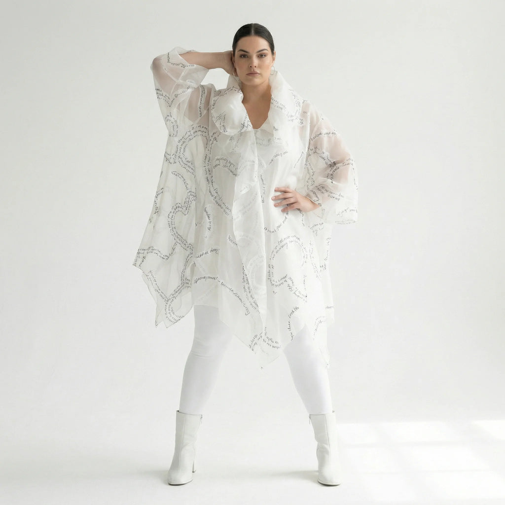 A-Form Mantel von H4 Fashion aus Polyamid, 8021, Ecru, Ausgefallen, Zeitlos, Schick