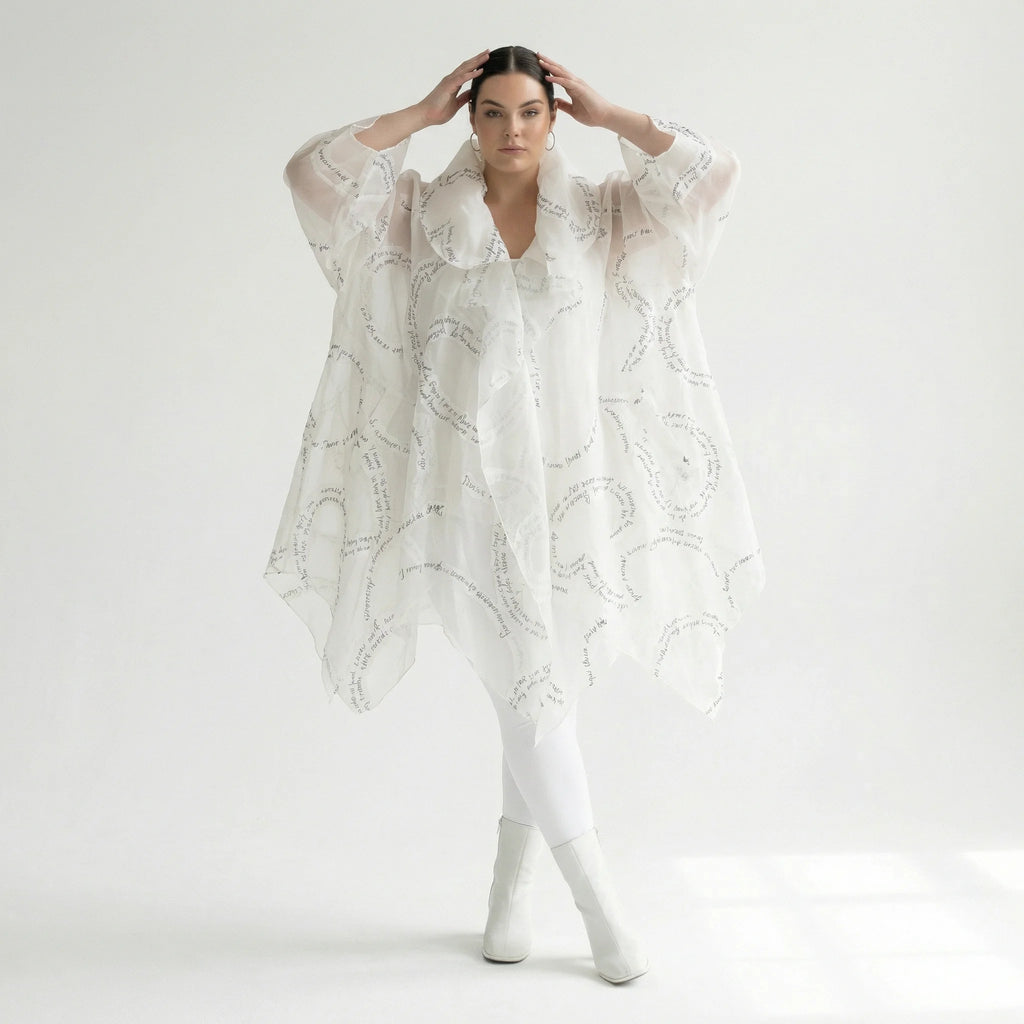 A-Form Mantel von H4 Fashion aus Polyamid, 8021, Ecru, Ausgefallen, Zeitlos, Schick