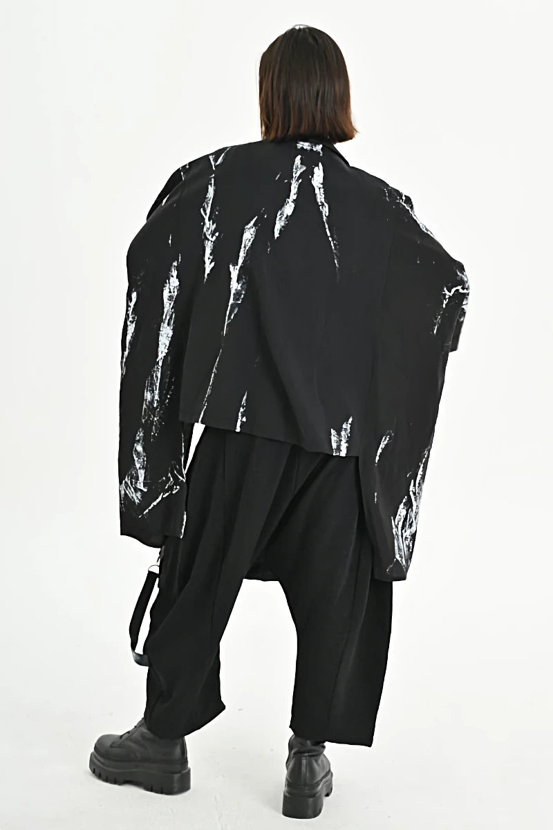  Haremshose von Les Mios aus Polyester, 7069, Schwarz/Weiß, Pinselstrich, Ausgefallen