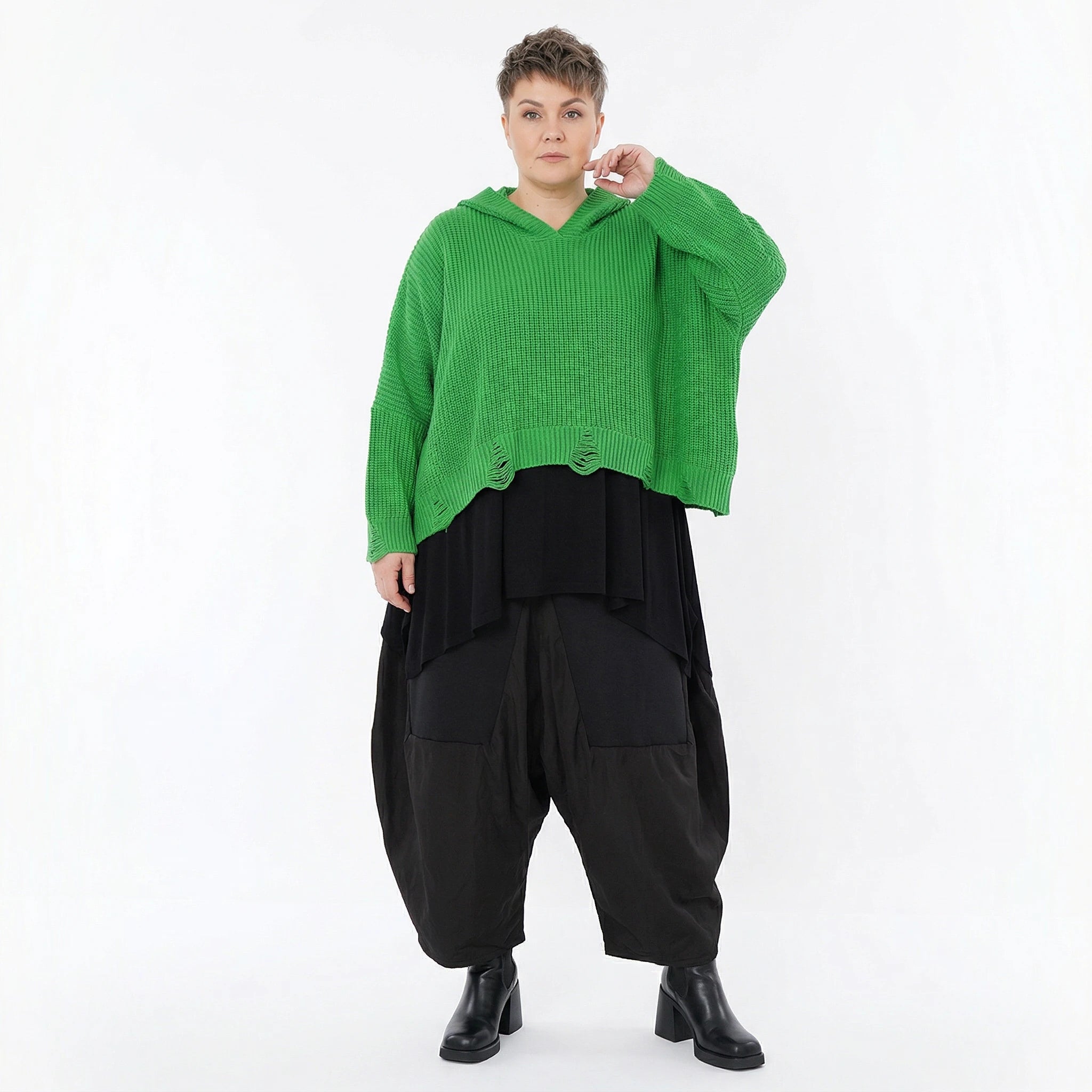 AKH Premium Bigshirt in kastiger Form, aus Baumwolle, P1032.2601, Apfelgrün, Ausgefallen