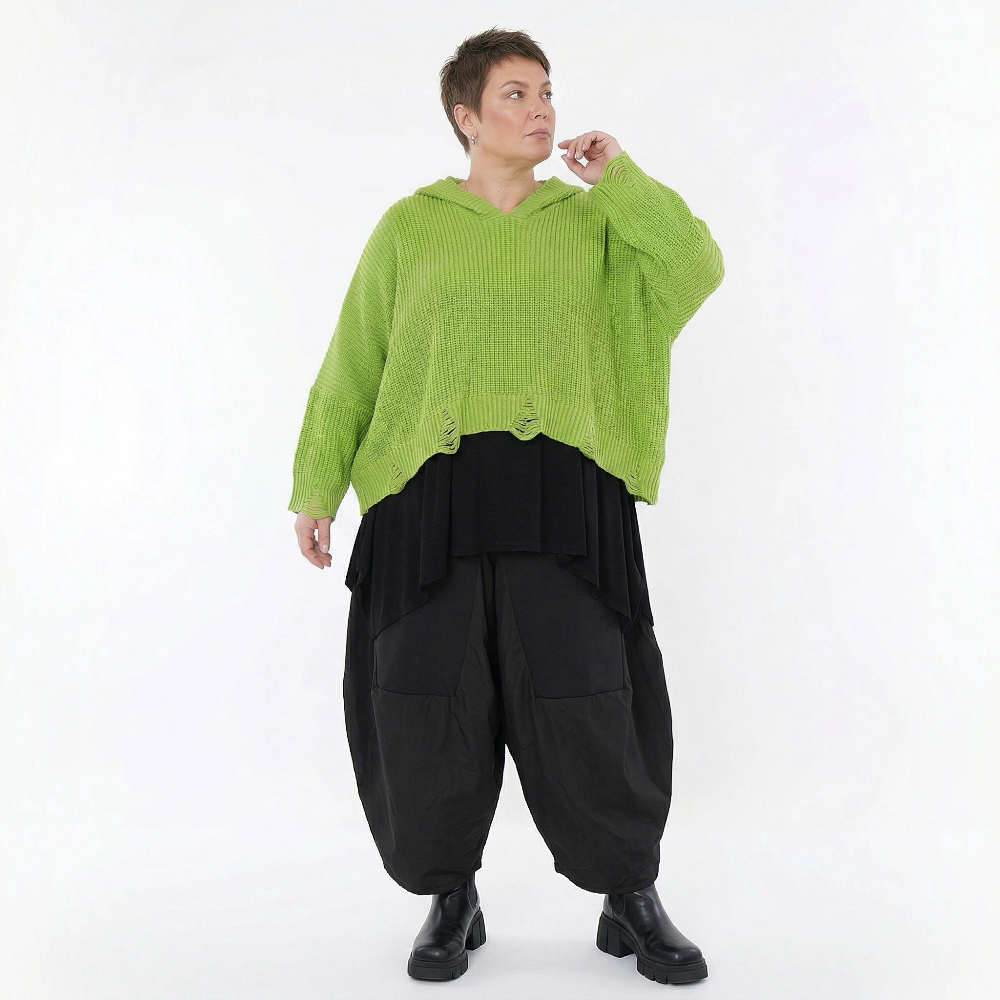 AKH Premium Bigshirt in kastiger Form, aus Baumwolle, P1032.2601, NeonGrün, Ausgefallen