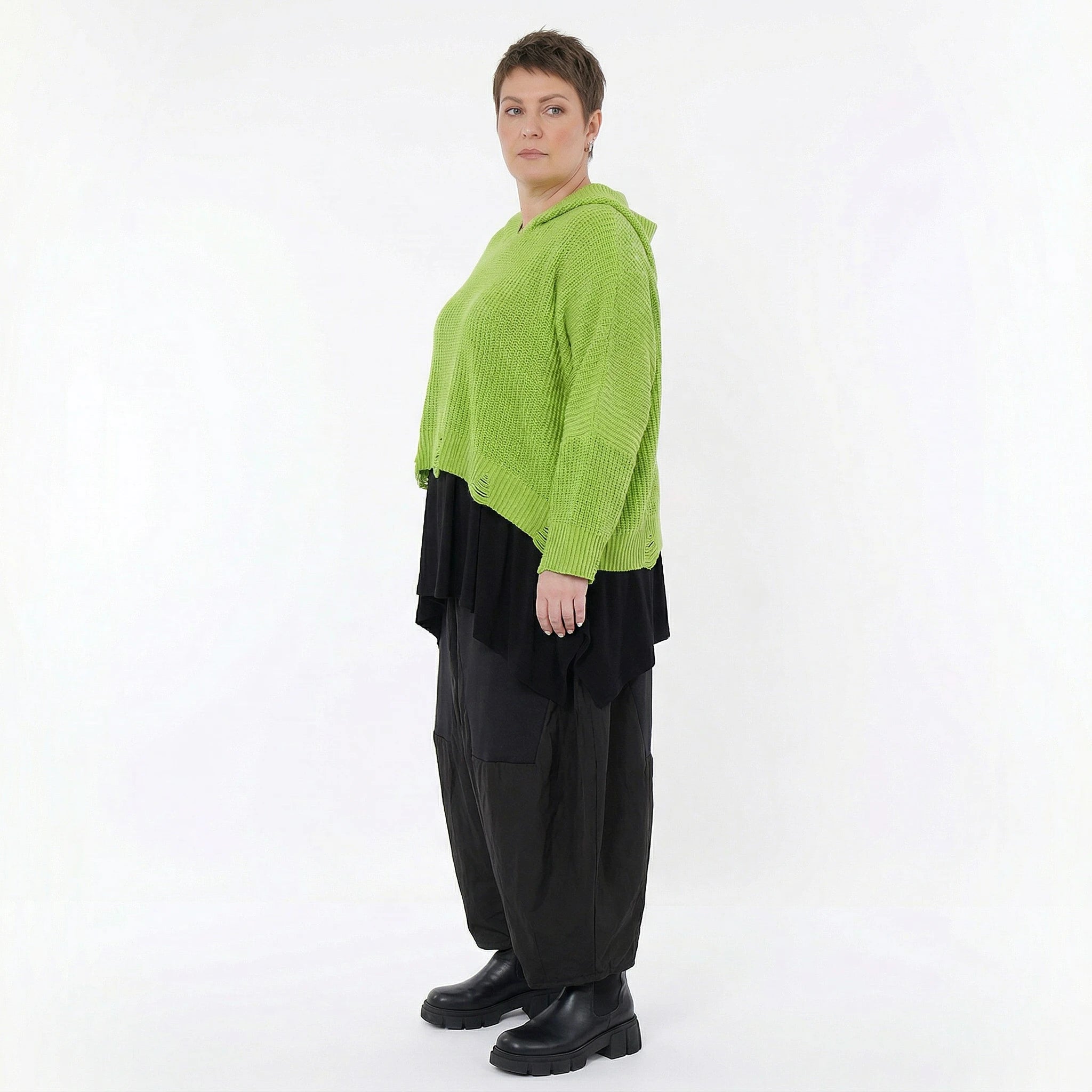 AKH Premium Bigshirt in kastiger Form, aus Baumwolle, P1032.2601, NeonGrün, Ausgefallen