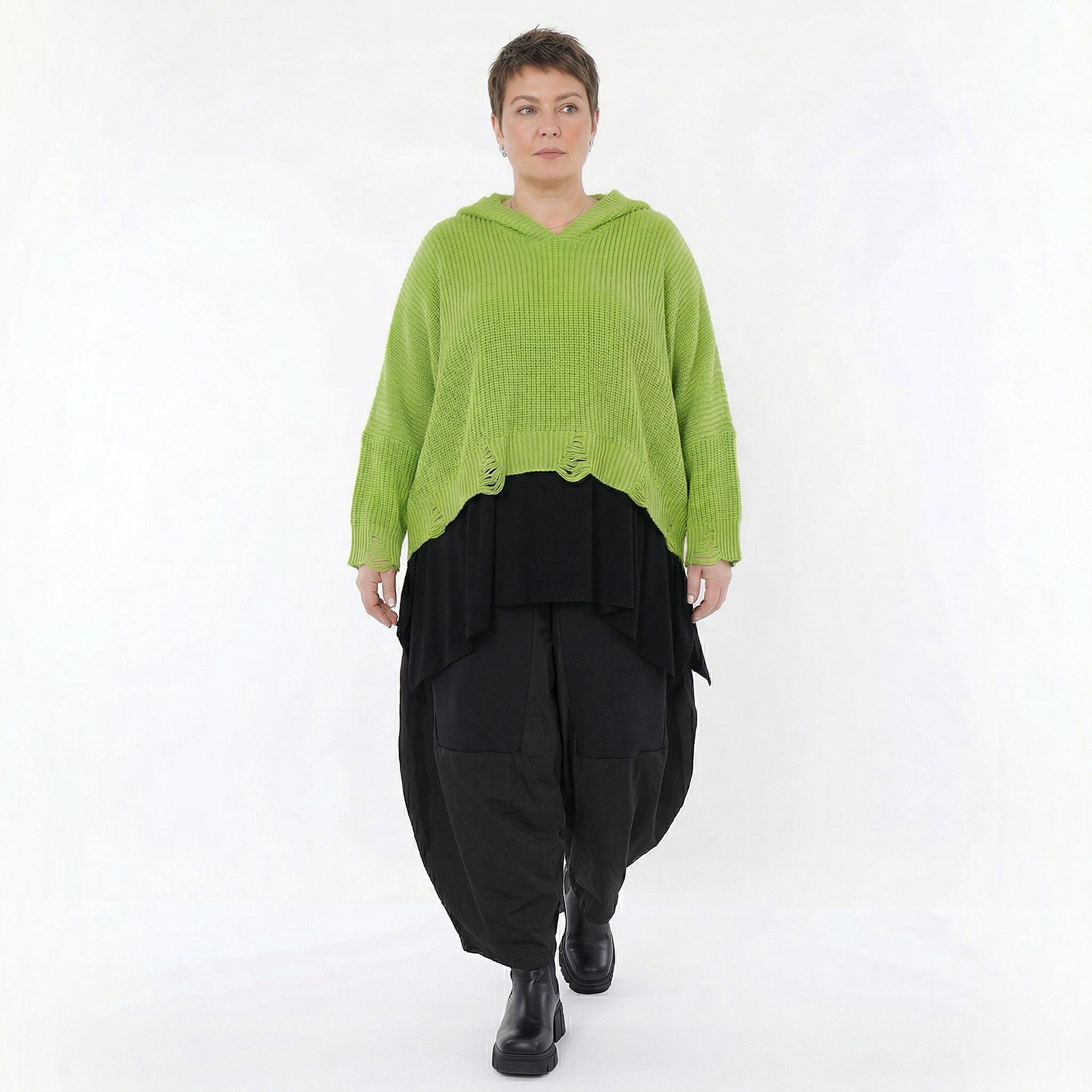 AKH Premium Bigshirt in kastiger Form, aus Baumwolle, P1032.2601, NeonGrün, Ausgefallen