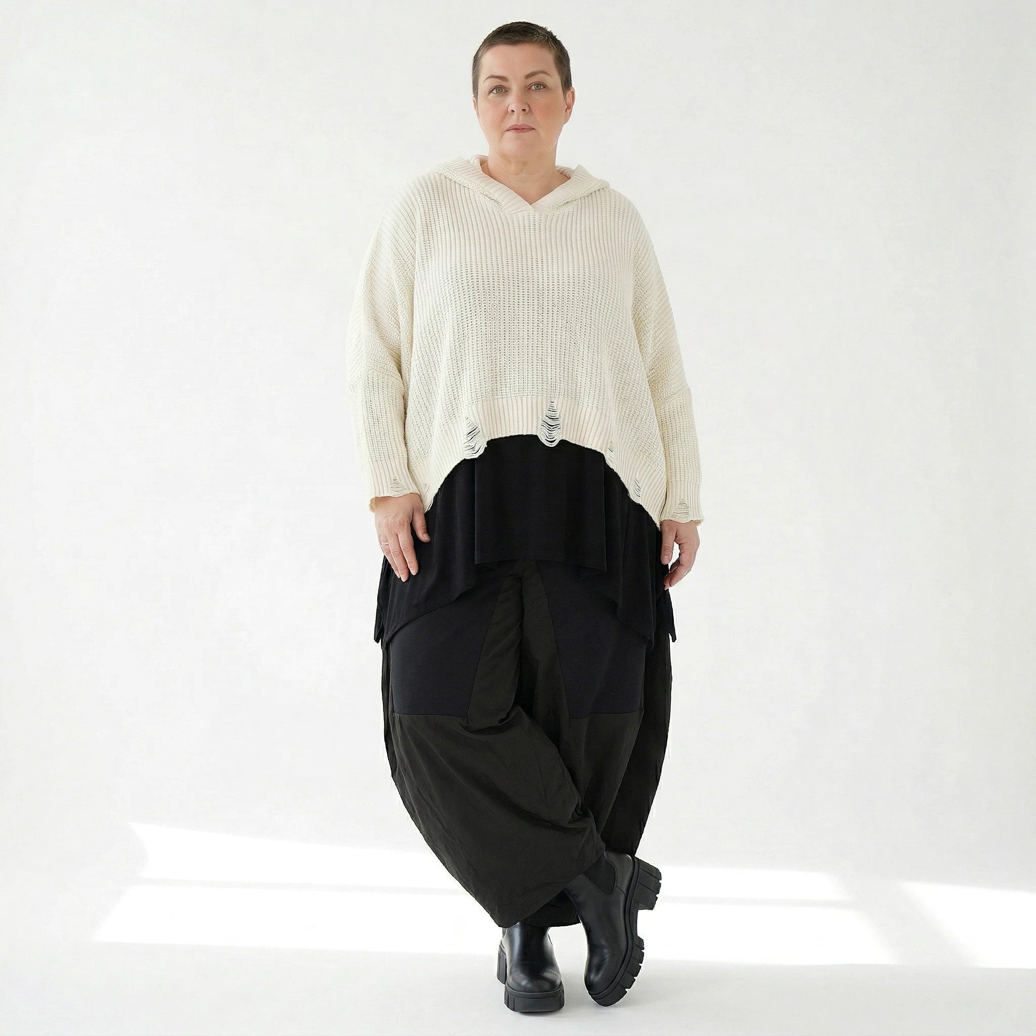 AKH Premium Bigshirt in kastiger Form, aus Baumwolle, P1032.2601, Weiß, Ausgefallen, Zeitlos