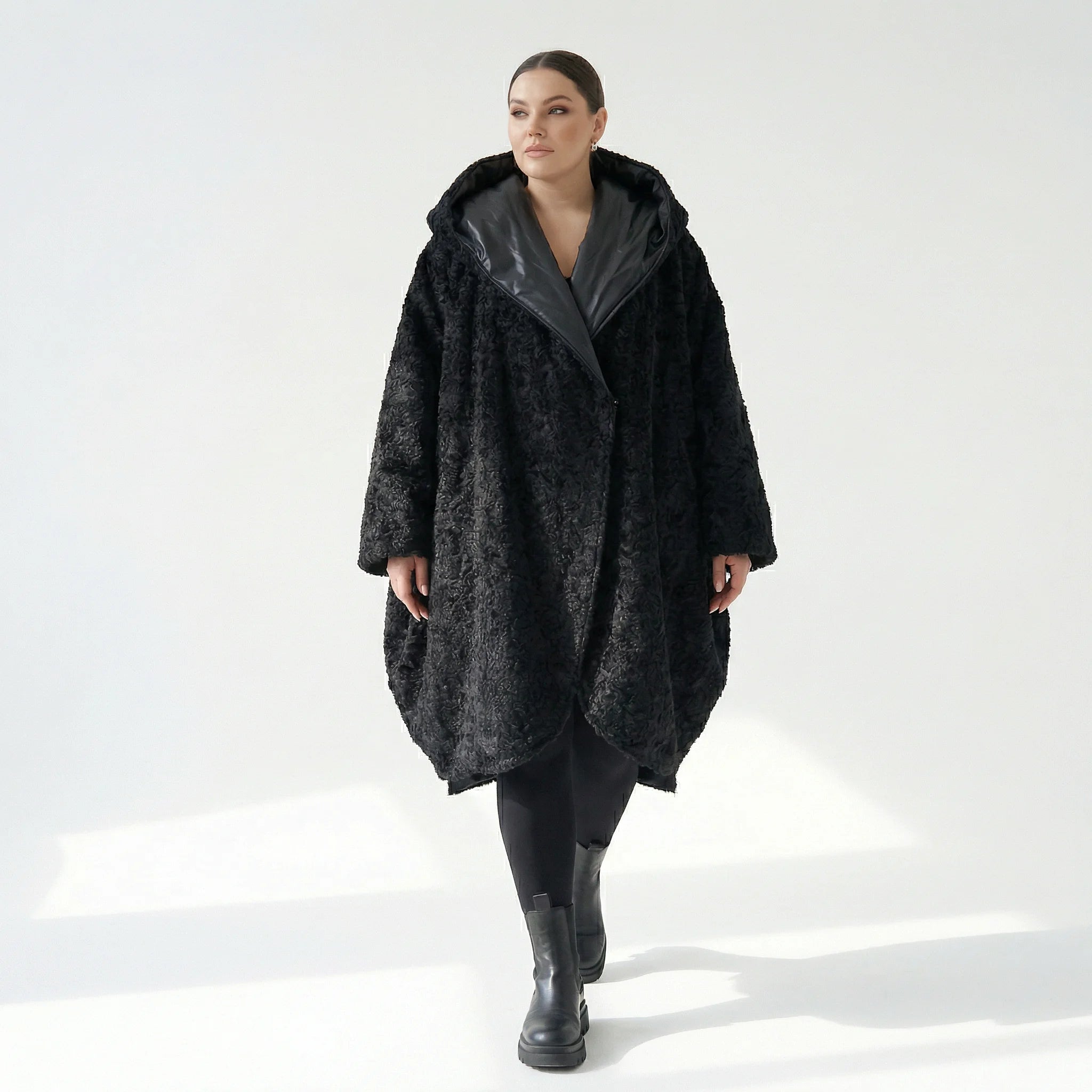  Ballonmantel von H4 Fashion aus Polyamid, 2339, Schwarz, Raute, Ausgefallen, Zeitlos