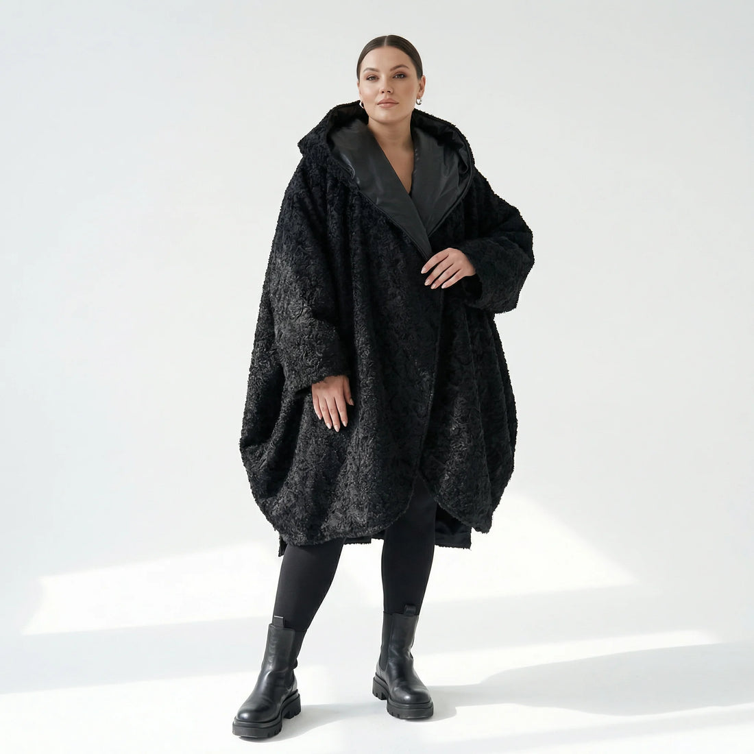  Ballonmantel von H4 Fashion aus Polyamid, 2339, Schwarz, Raute, Ausgefallen, Zeitlos