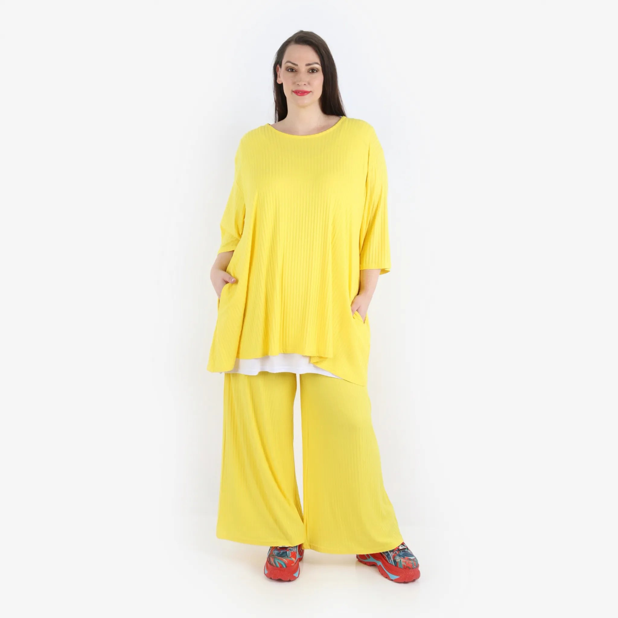  Papita Bigshirt in Glocken-Form, aus Viskose, 6936, Lemon Gelb, Schick, Modern, Bequem