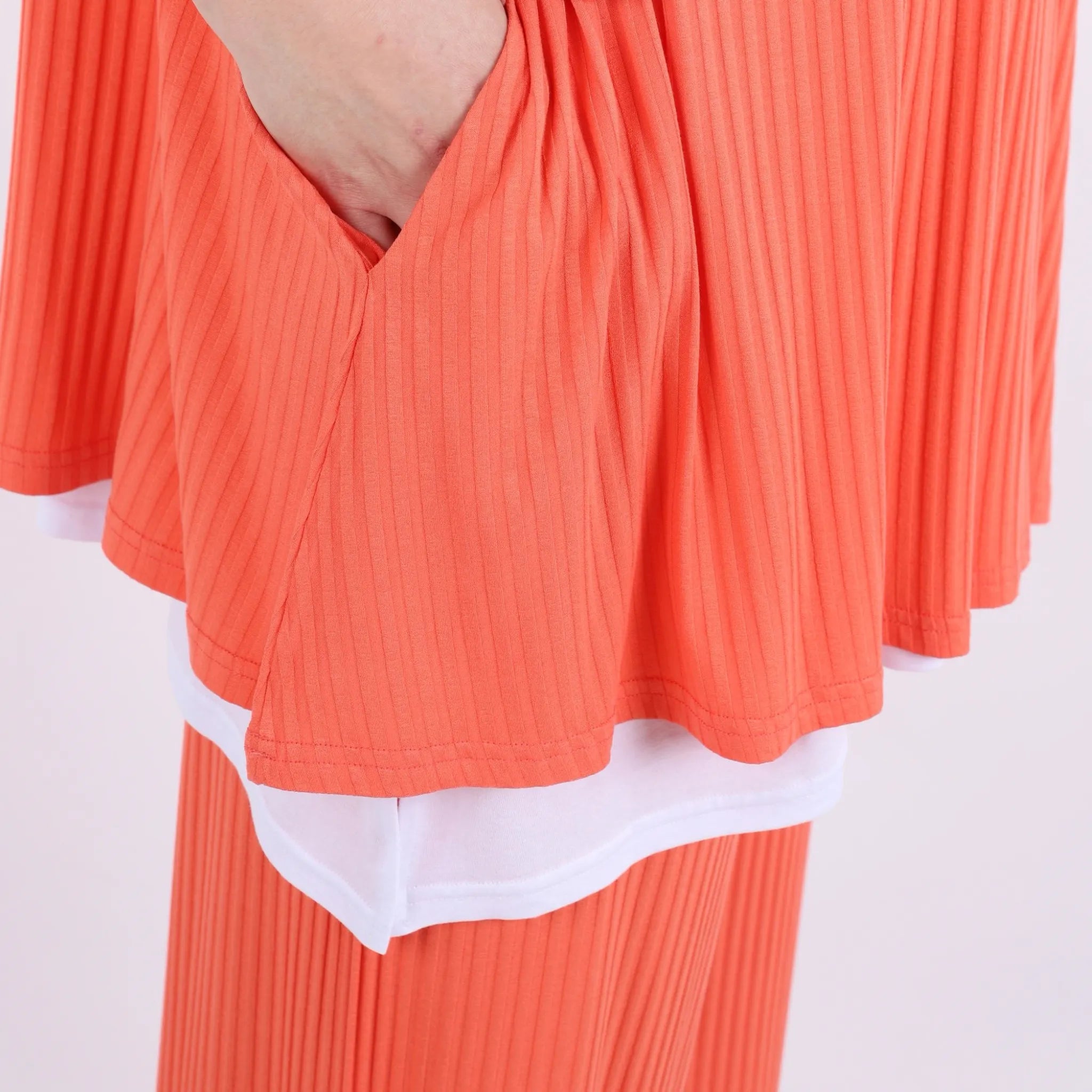  Papita Hose in gerader Form, aus Viskose, 6937, Peachy Coral, Schick, Modern, Bequem