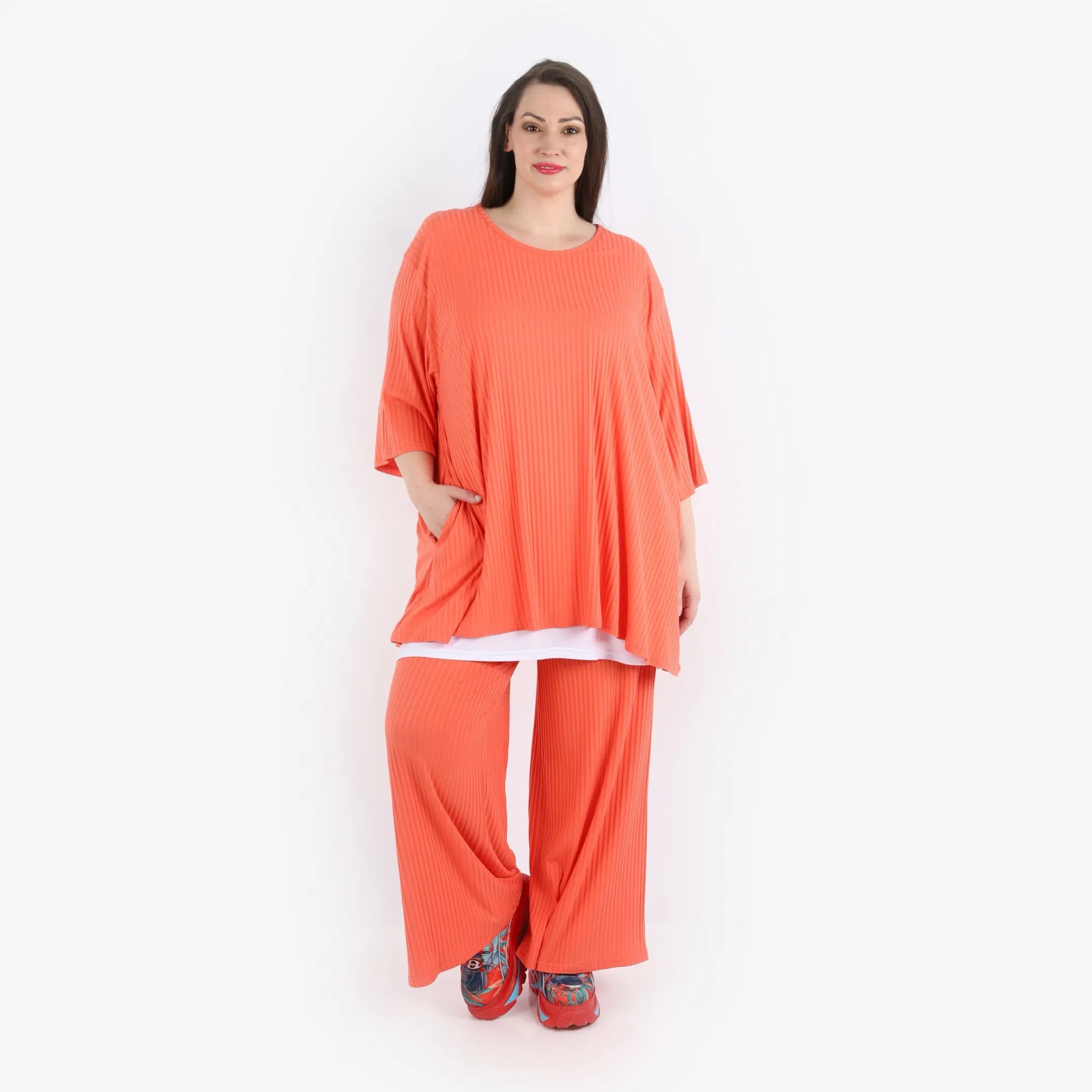  Papita Hose in gerader Form, aus Viskose, 6937, Peachy Coral, Schick, Modern, Bequem