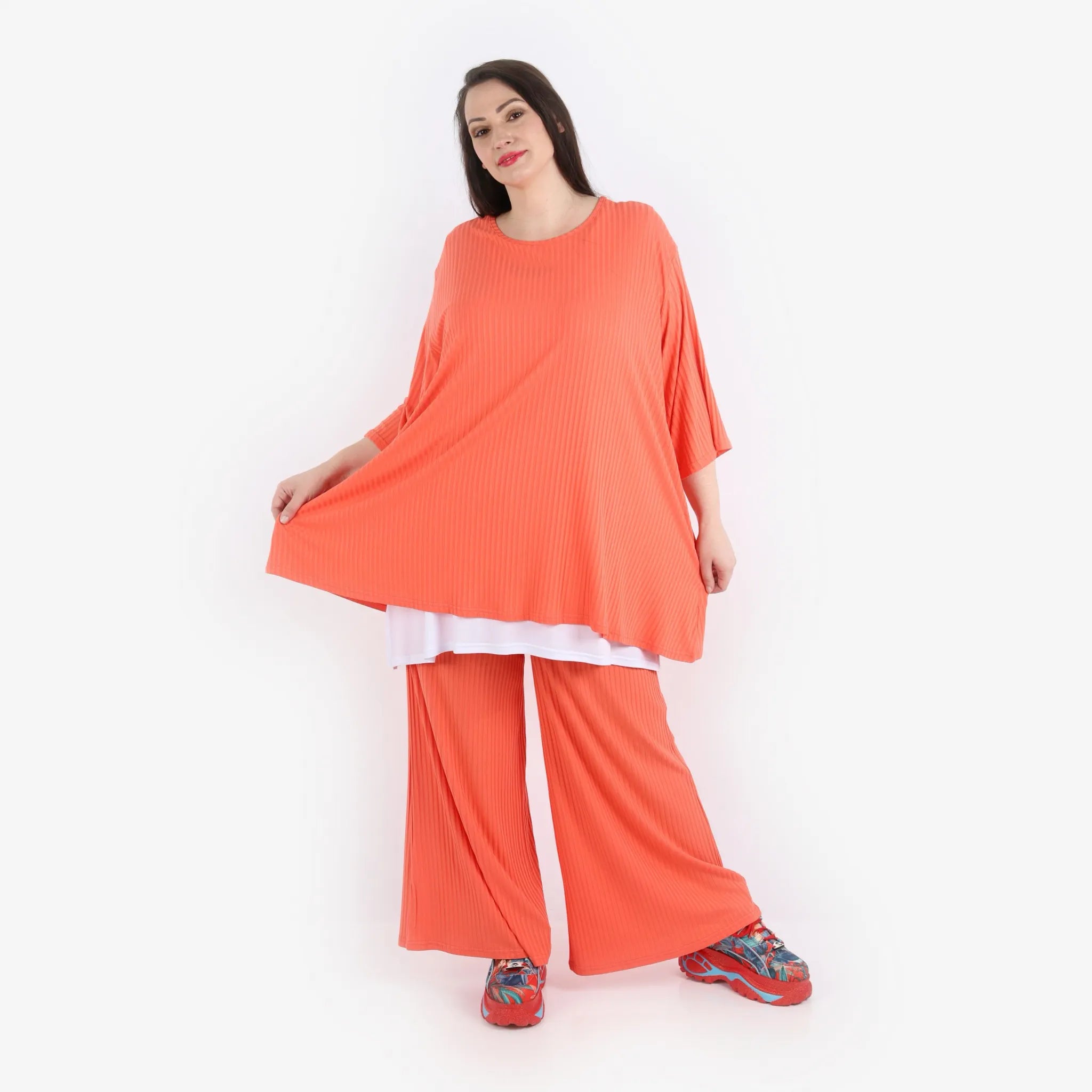  Papita Hose in gerader Form, aus Viskose, 6937, Peachy Coral, Schick, Modern, Bequem
