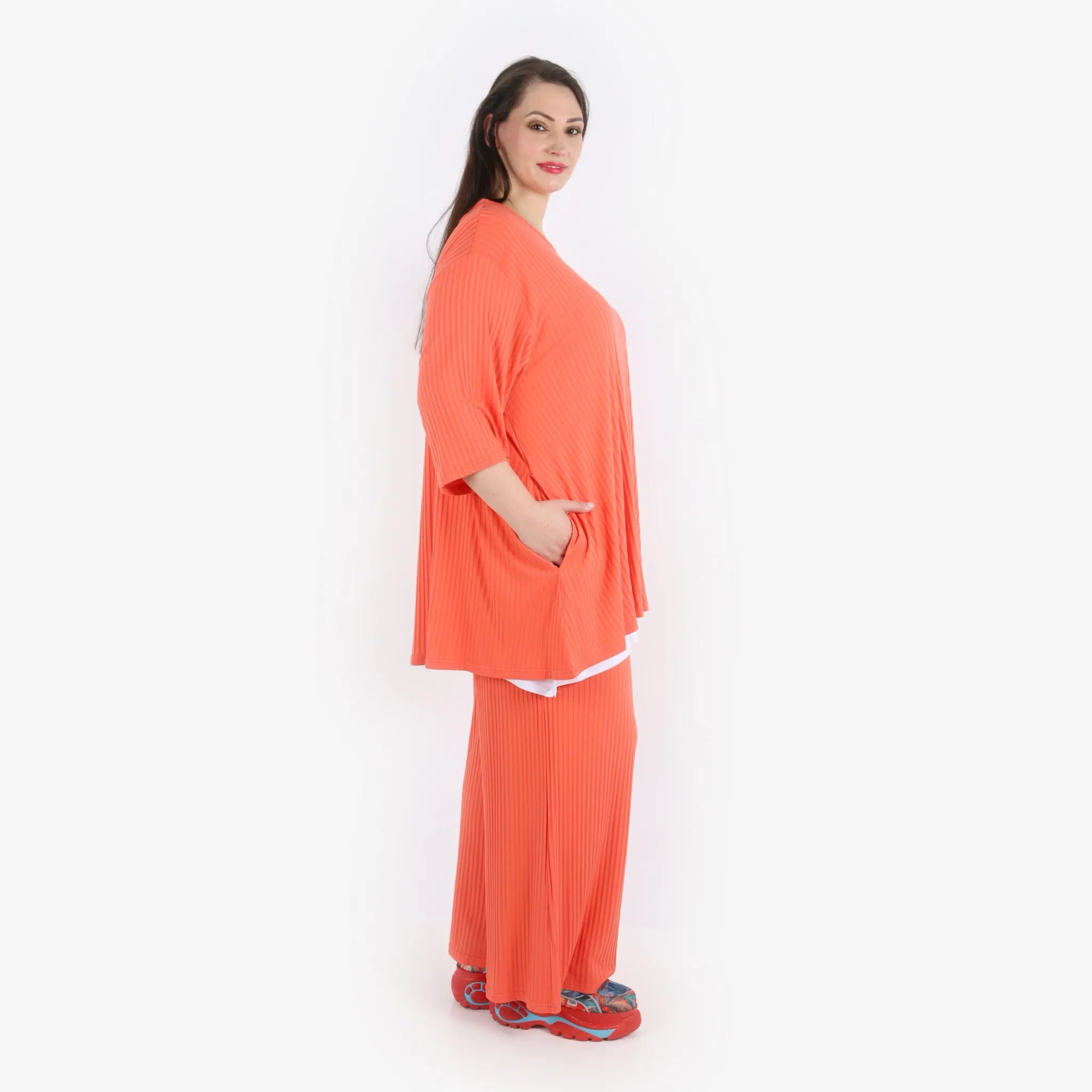  Papita Hose in gerader Form, aus Viskose, 6937, Peachy Coral, Schick, Modern, Bequem