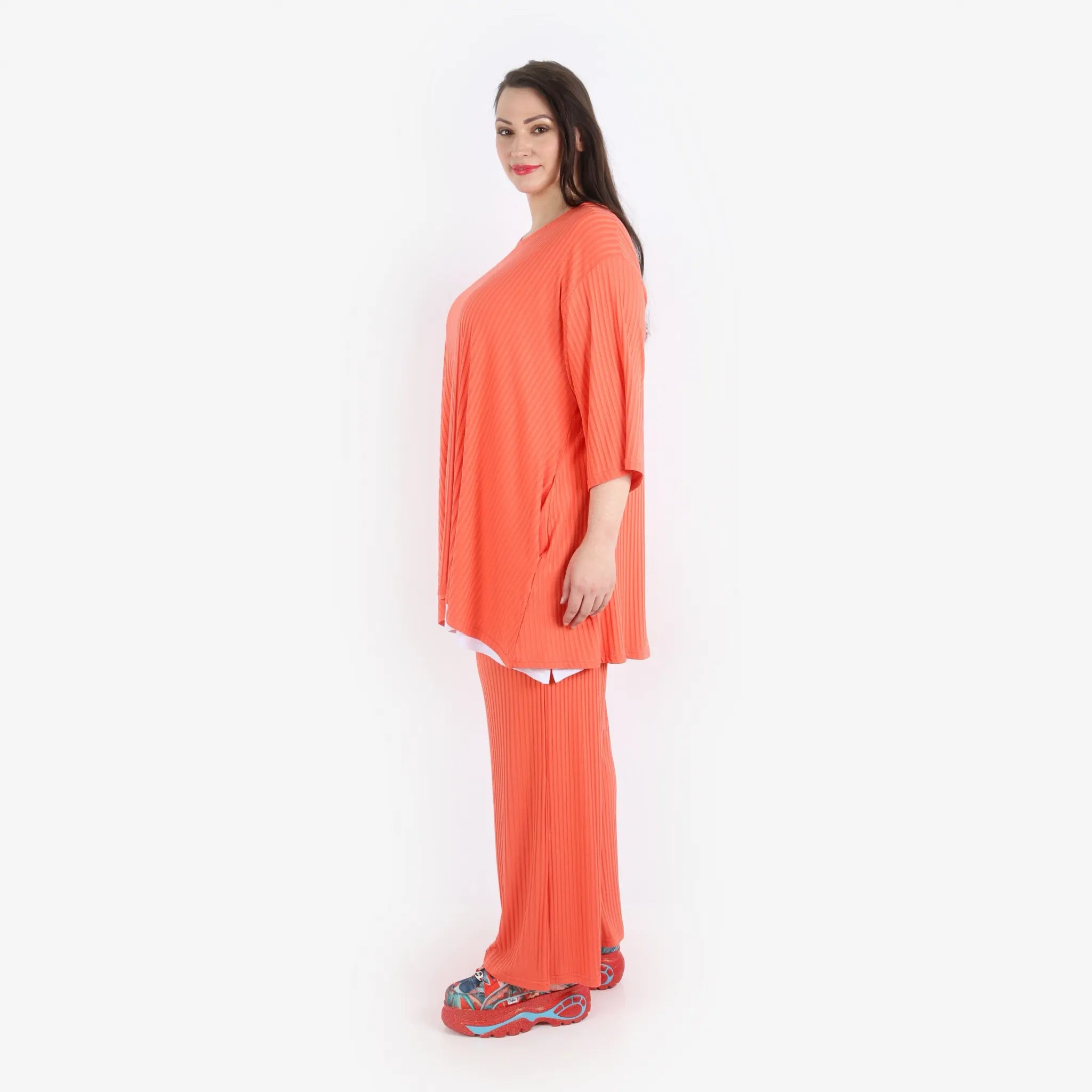  Papita Hose in gerader Form, aus Viskose, 6937, Peachy Coral, Schick, Modern, Bequem