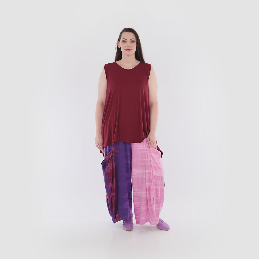 Ballonhose von AKH Fashion aus Viskose, 1249.08069, Flieder-Pink, Batik, Schick, Modern
