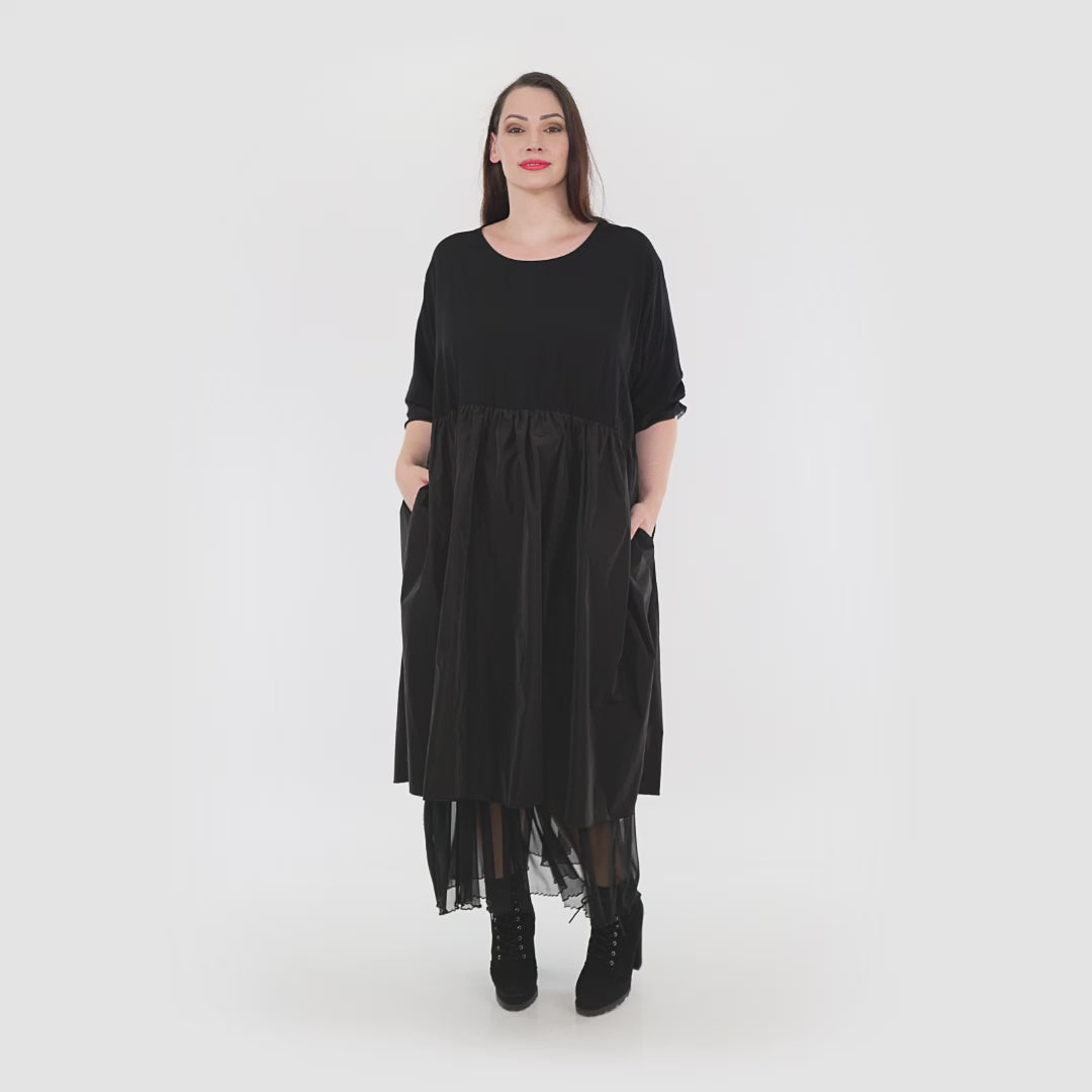 Ballonkleid von AKH Fashion aus Baumwolle, 1326.06967, Schwarz, Schick, Modern, Bequem