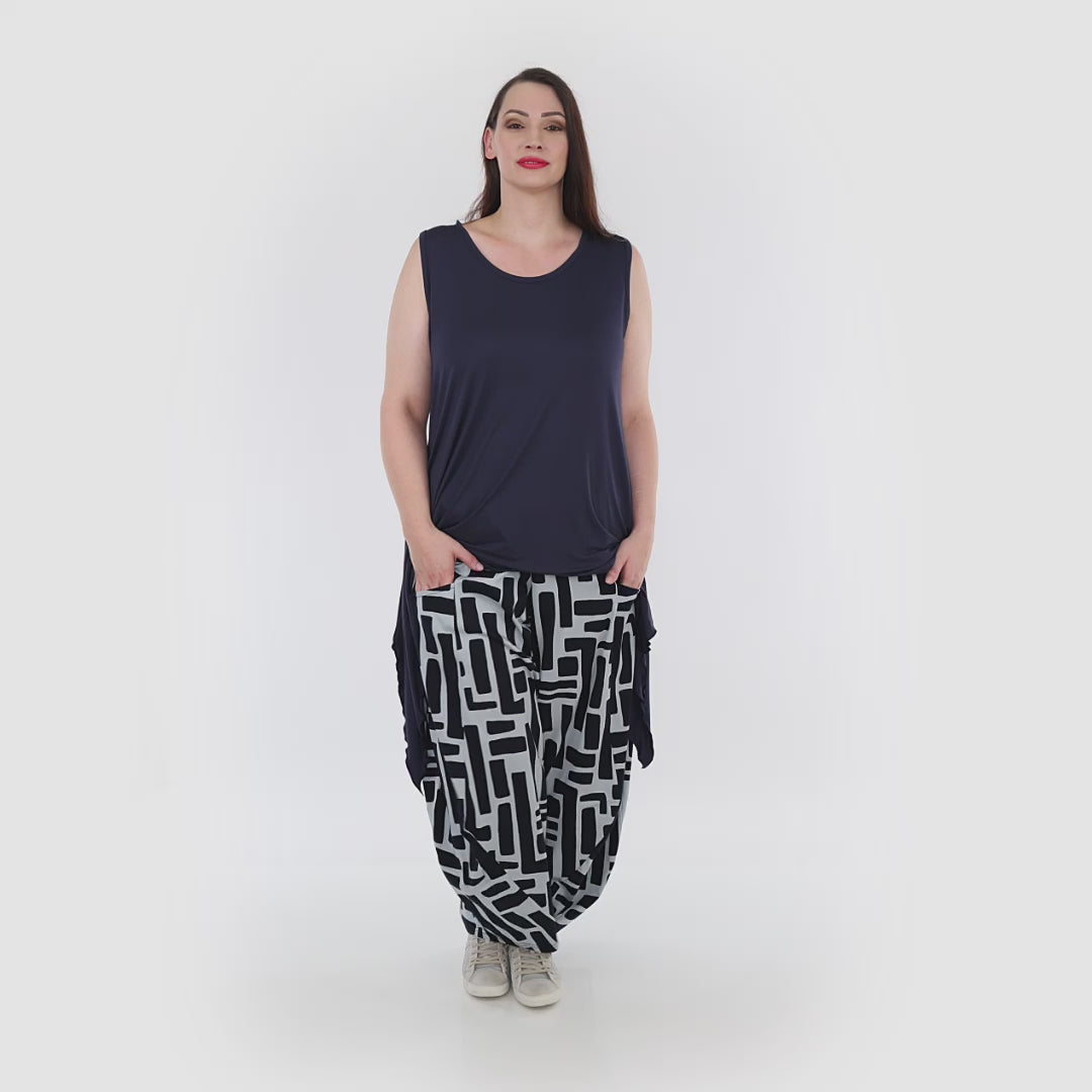 Ballonhose von AKH Fashion aus Viskose, 1318.08069, Marine-Hellblau, Schick, Modern