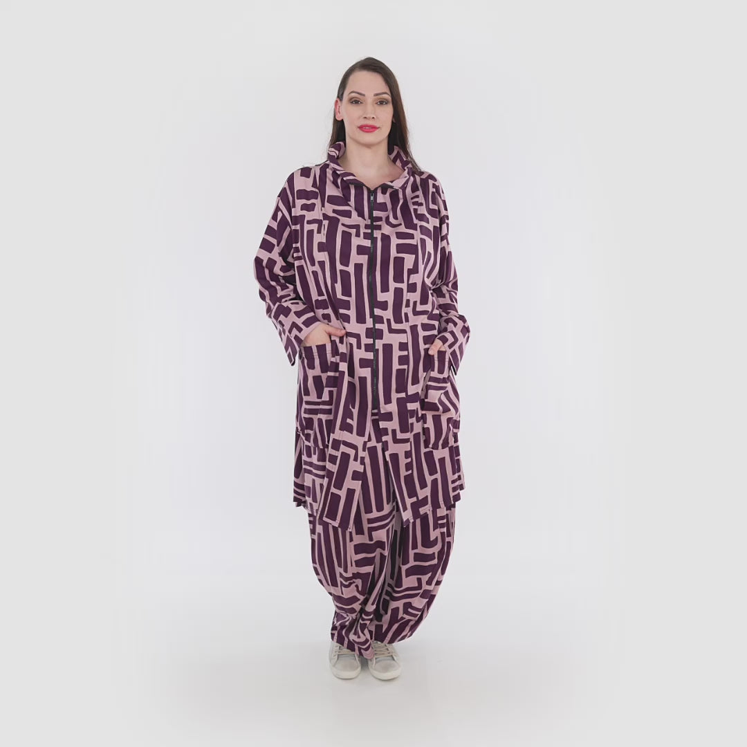 AKH Fashion Mantel in Vokuhila-Form, aus Viskose, 1318.02276, Beere-Rosa, Schick, Modern