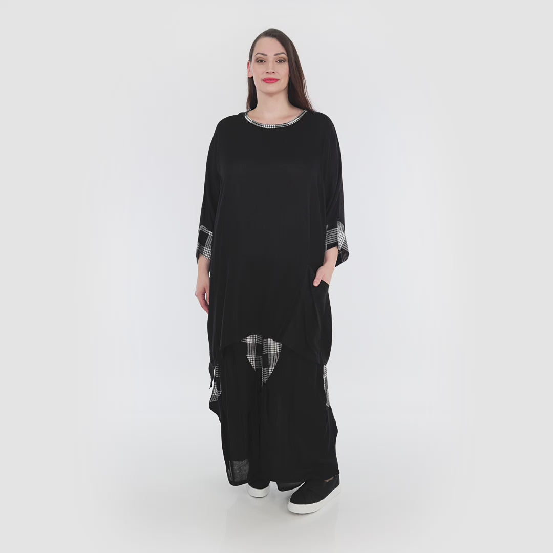 AKH Fashion Bigshirt in kastiger Form, aus Viskose, 1269.06925, Schwarz-Grau-Weiß, Schick