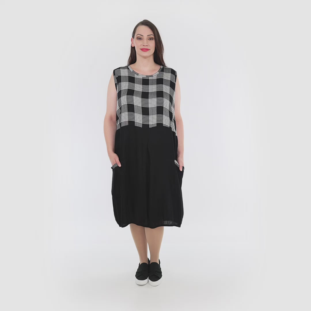 Ballon Tunika von AKH Fashion aus Viskose, 1269.06942, Grau-Weiß-Schwarz, Schick, Modern