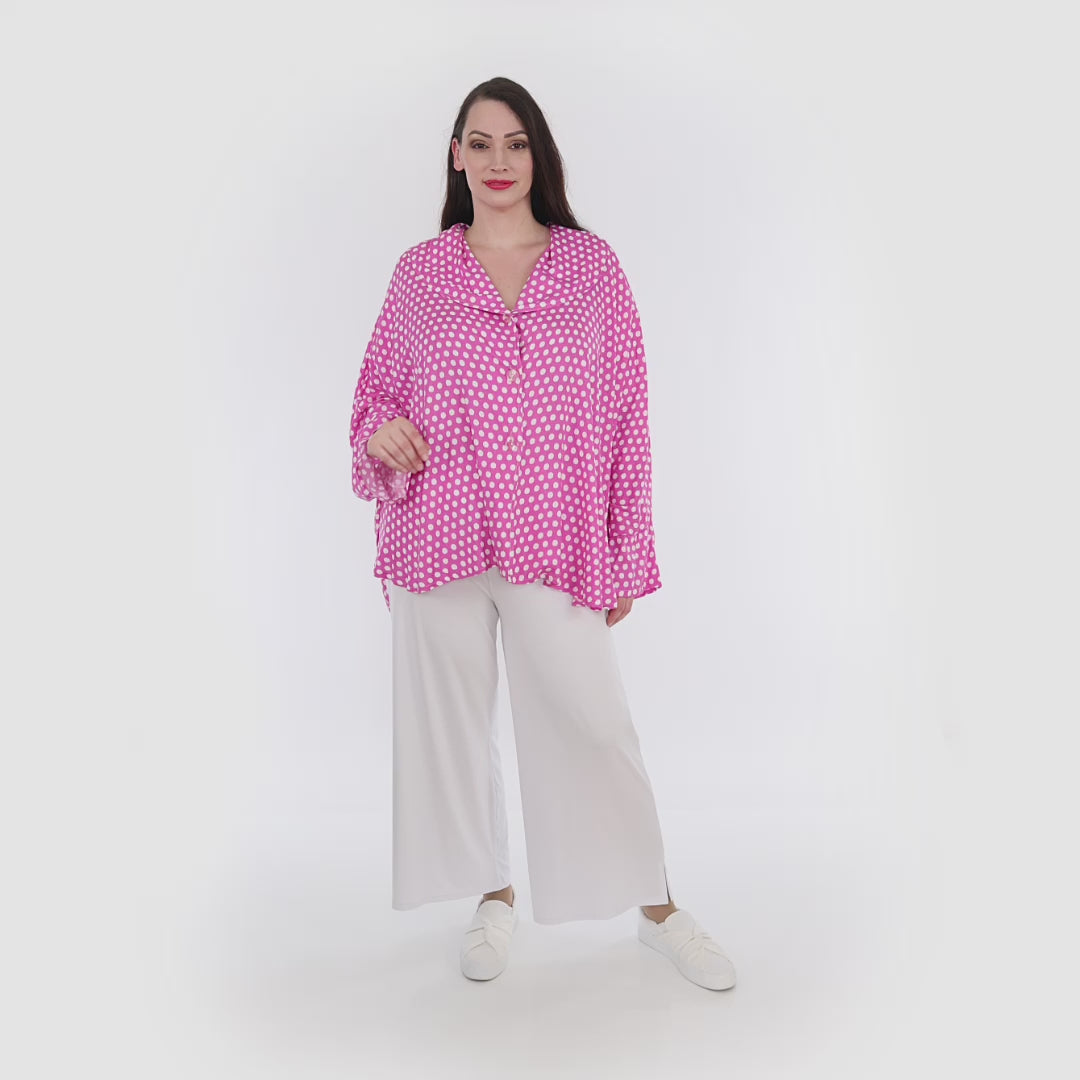AKH Fashion Jacke in gerundeter Form, aus Viskose, 1273.00140, Pink-Weiß, Schick, Modern