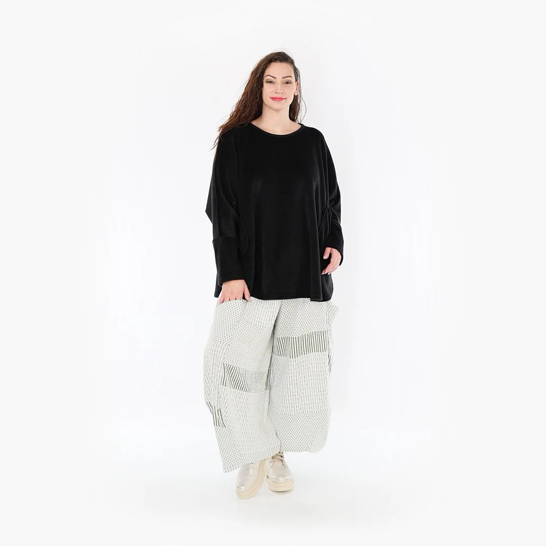 Ballonhose von AKH Fashion aus Viskose, 1377.08069, Olive-Ecru, Gerippt, Schick, Modern