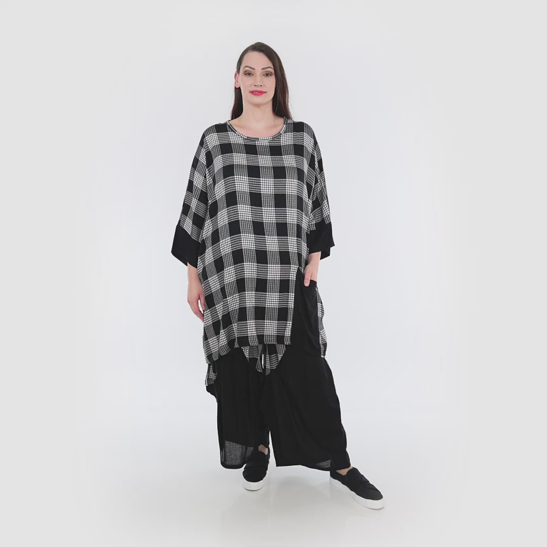AKH Fashion Bigshirt in kastiger Form, aus Viskose, 1269.06925, Grau-Weiß-Schwarz, Schick