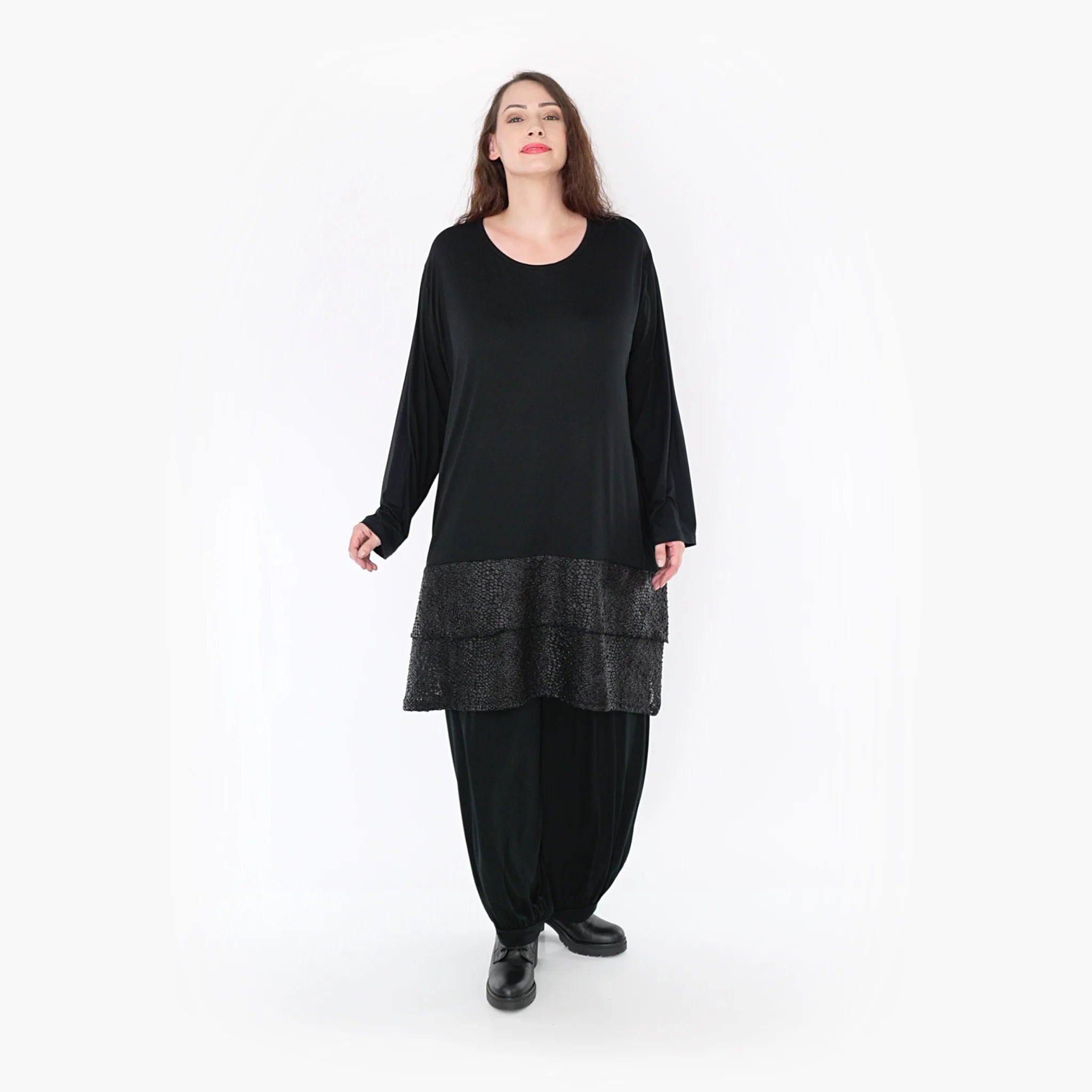 A-Form Bigshirt von AKH Fashion aus Viskose, 1339.06890, Schwarz, Unifarben, Schick, Modern