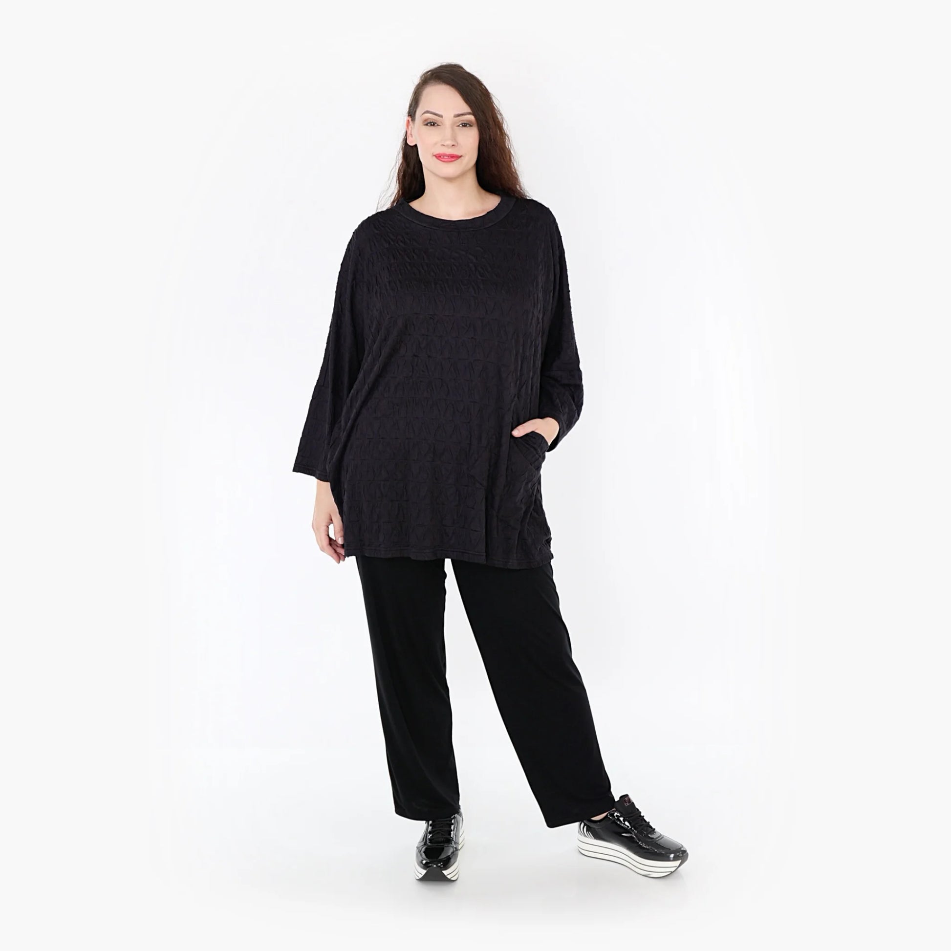 A-Form Bigshirt von AKH Fashion aus Viskose, 1341.06973, Schwarz, Unifarben, Schick, Modern