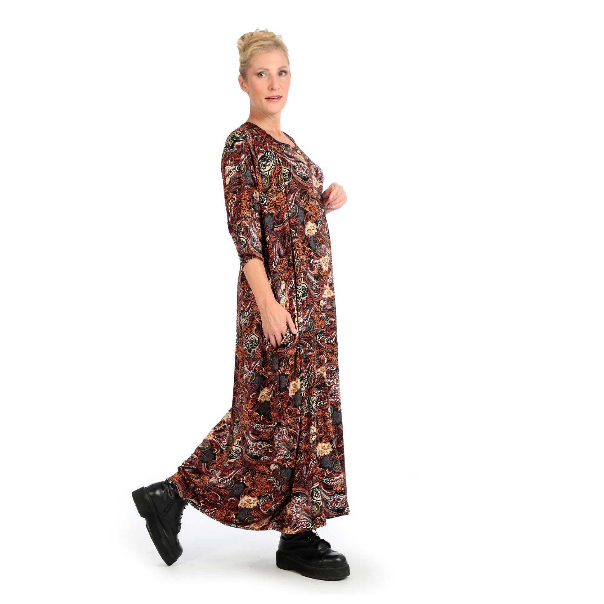  Ballonkleid von AKH Fashion aus Viskose, 1122.01926, Rost, Paisley, Schick, Modern, Bequem