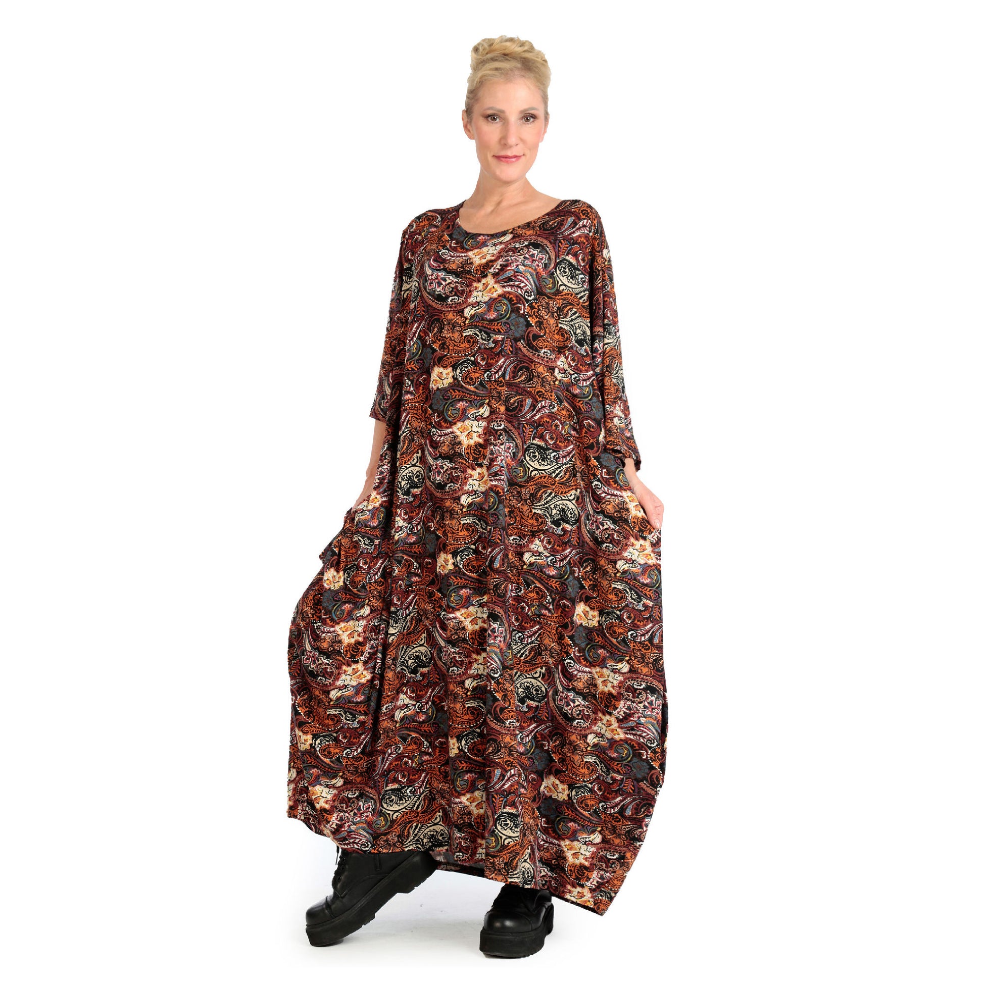  Ballonkleid von AKH Fashion aus Viskose, 1122.01926, Rost, Paisley, Schick, Modern, Bequem