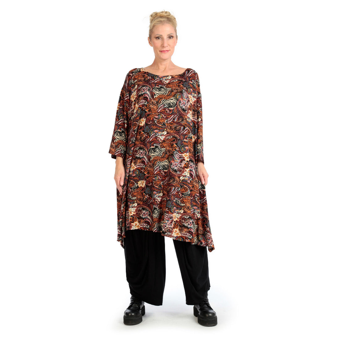  A-Form Bigshirt von AKH Fashion aus Viskose, 1122.02666, Rost, Paisley, Ausgefallen, Modern