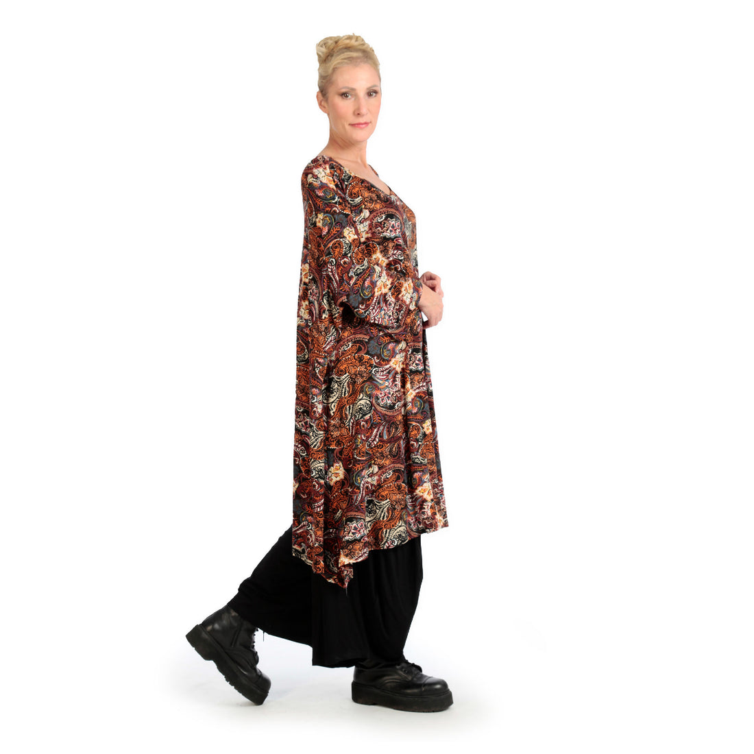  A-Form Bigshirt von AKH Fashion aus Viskose, 1122.02666, Rost, Paisley, Ausgefallen, Modern