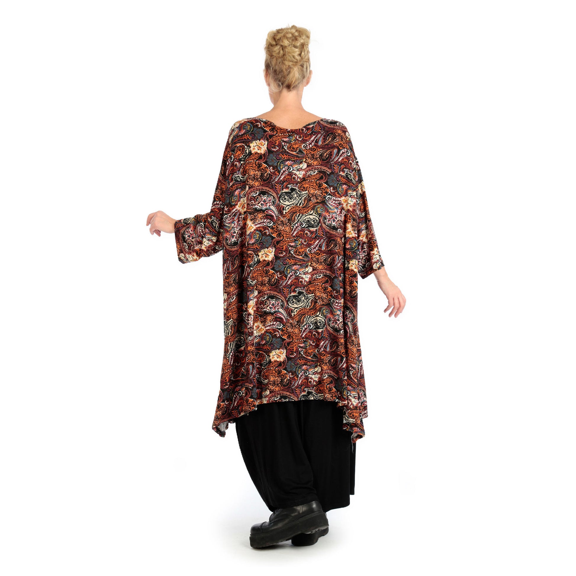  A-Form Bigshirt von AKH Fashion aus Viskose, 1122.02666, Rost, Paisley, Ausgefallen, Modern