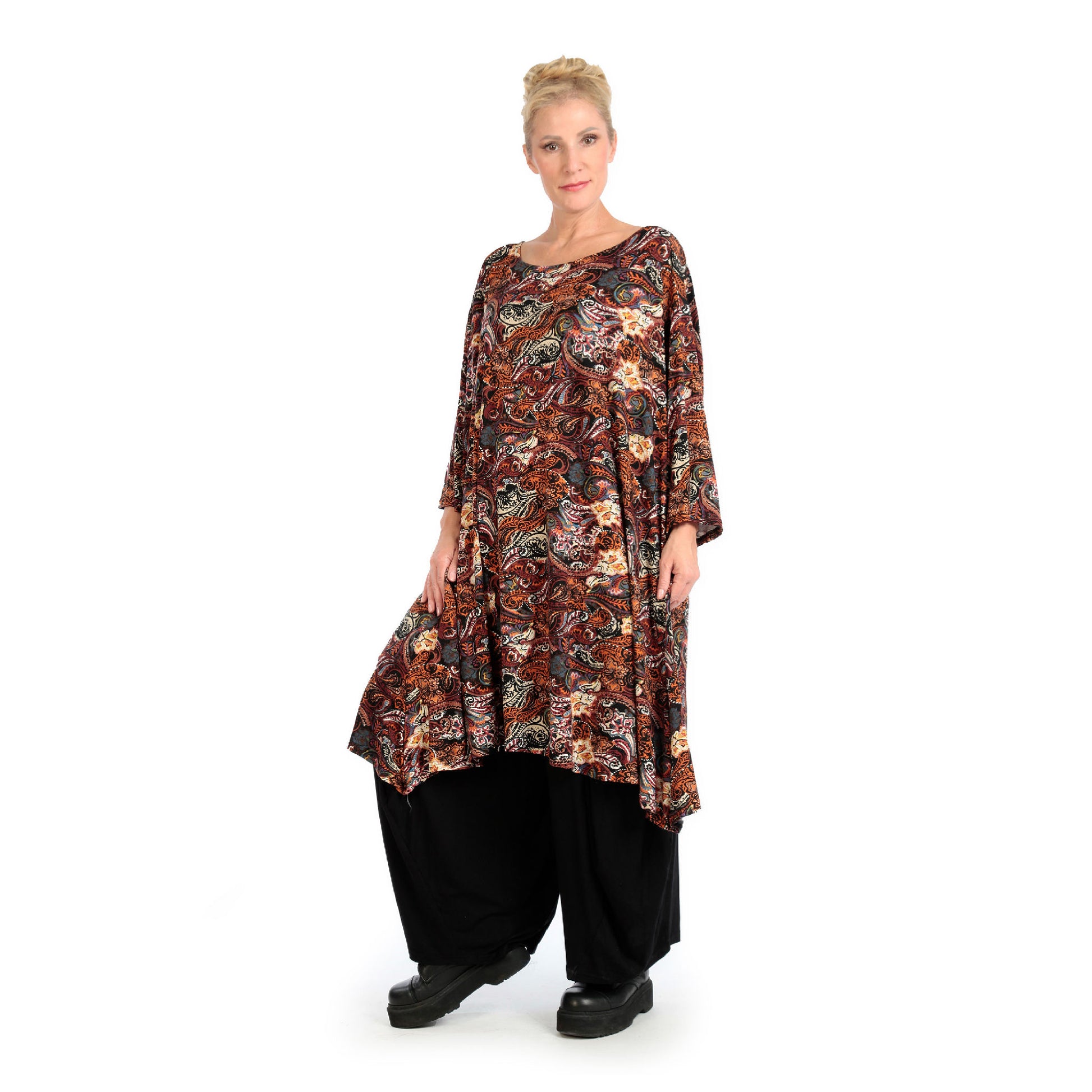  A-Form Bigshirt von AKH Fashion aus Viskose, 1122.02666, Rost, Paisley, Ausgefallen, Modern