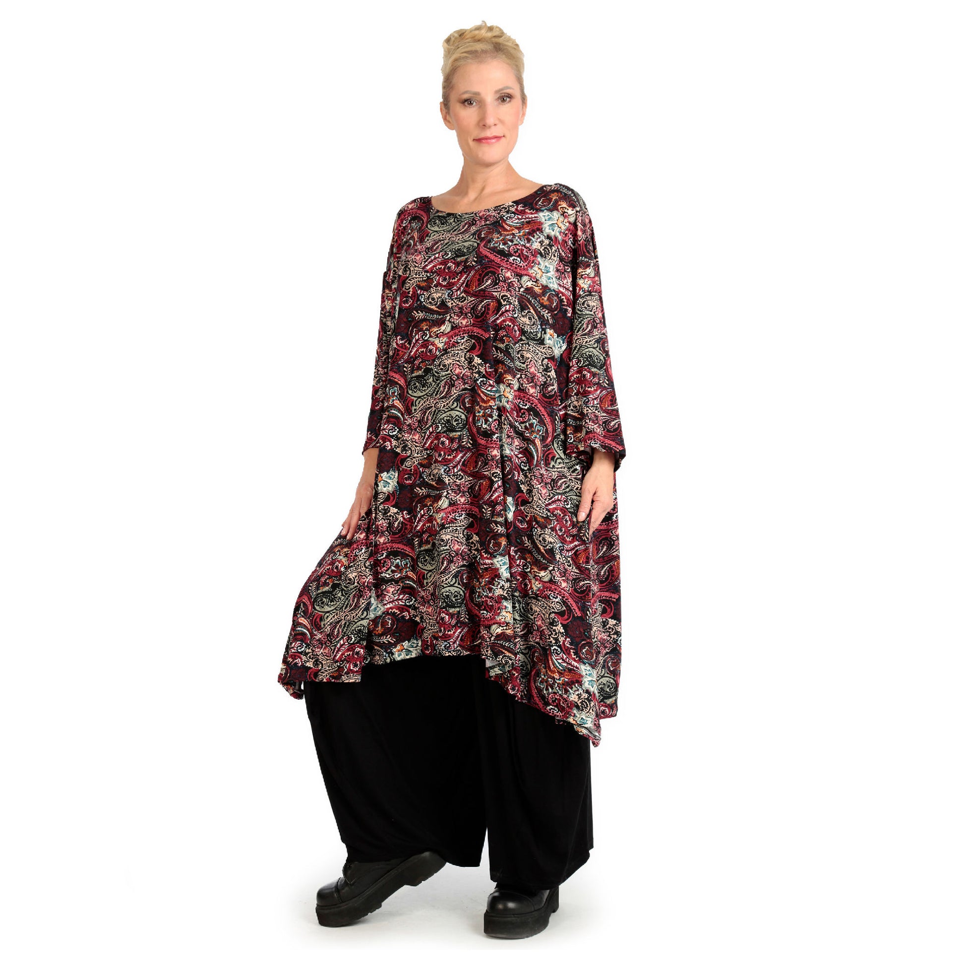  A-Form Bigshirt von AKH Fashion aus Viskose, 1122.02666, Rot, Paisley, Schick, Modern, Bequem