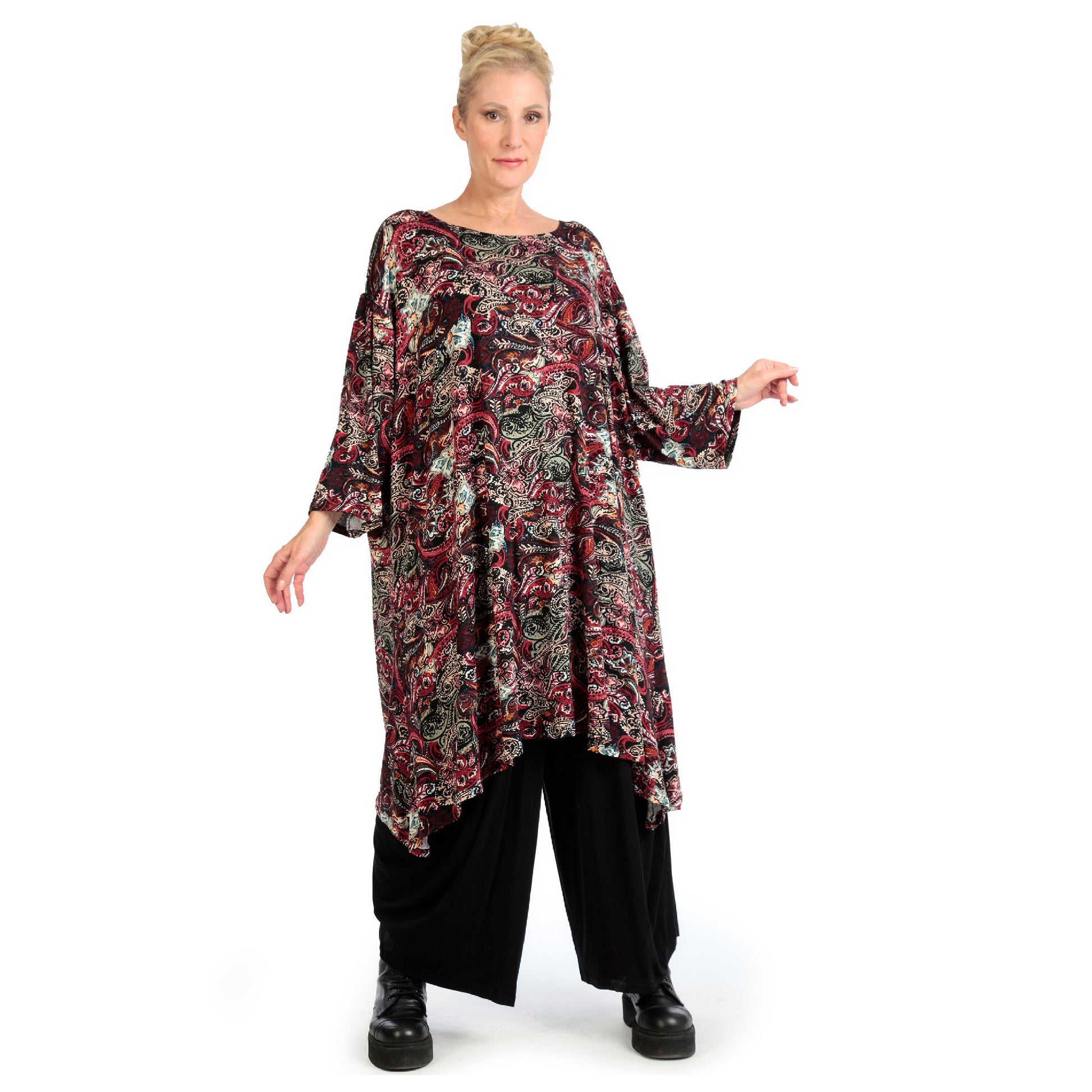  A-Form Bigshirt von AKH Fashion aus Viskose, 1122.02666, Rot, Paisley, Schick, Modern, Bequem