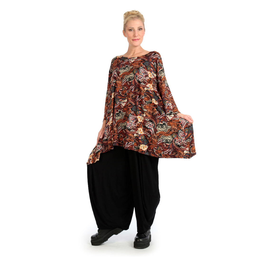  A-Form Bigshirt von AKH Fashion aus Viskose, 1122.00593, Rost, Paisley, Schick, Modern