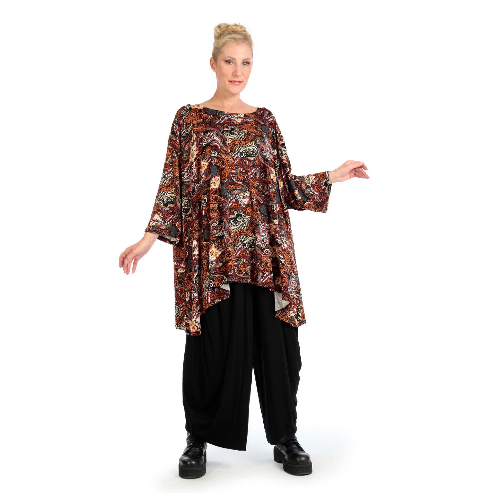  A-Form Bigshirt von AKH Fashion aus Viskose, 1122.00593, Rost, Paisley, Ausgefallen, Modern