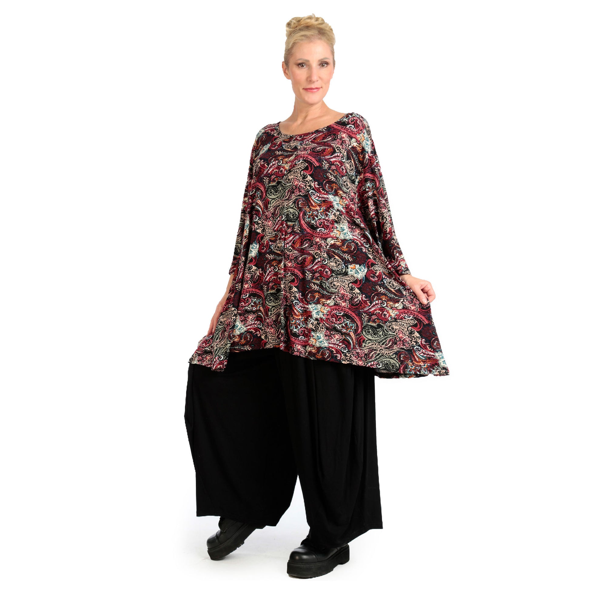  A-Form Bigshirt von AKH Fashion aus Viskose, 1122.00593, Rot, Paisley, Schick, Modern, Bequem