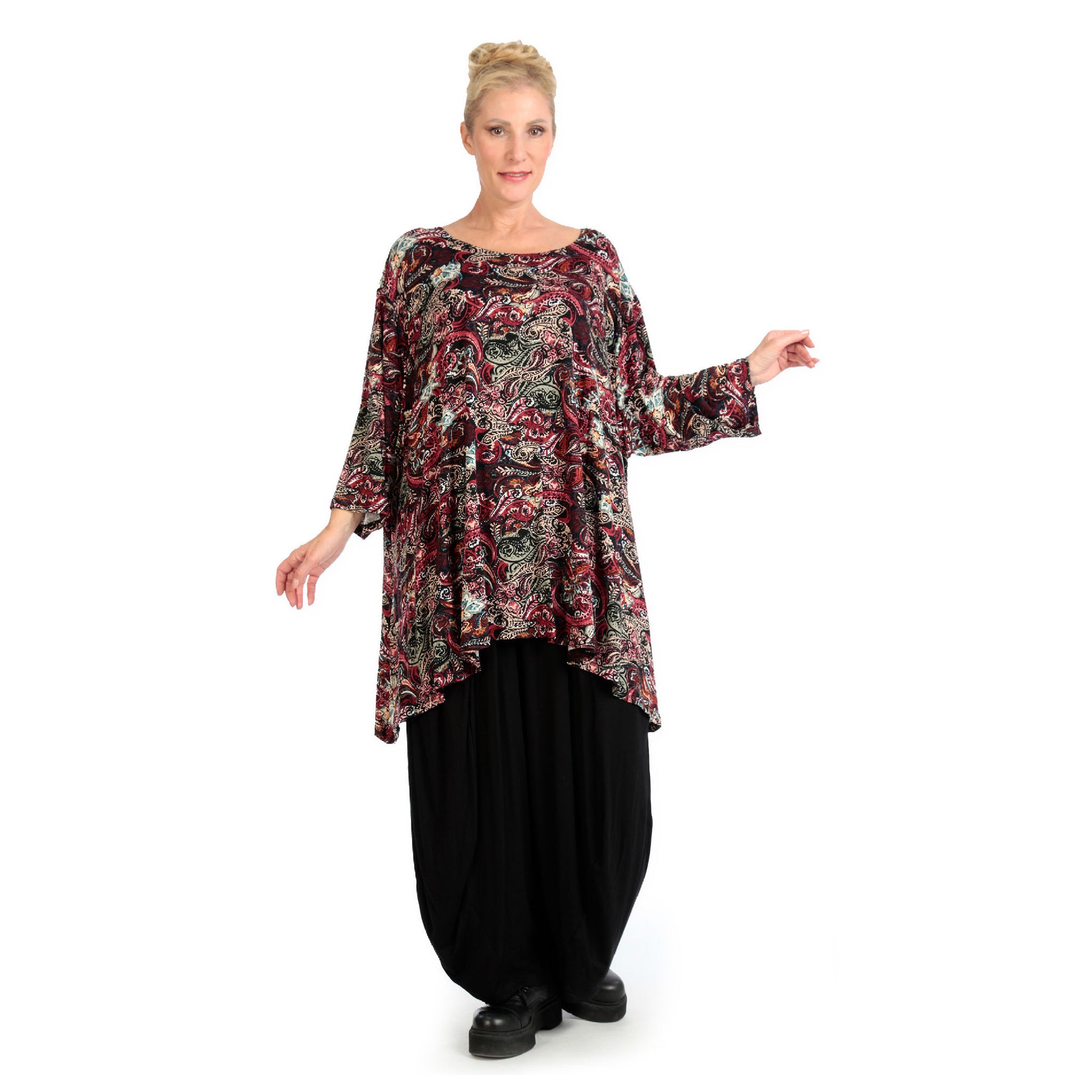  A-Form Bigshirt von AKH Fashion aus Viskose, 1122.00593, Rot, Paisley, Schick, Modern, Bequem